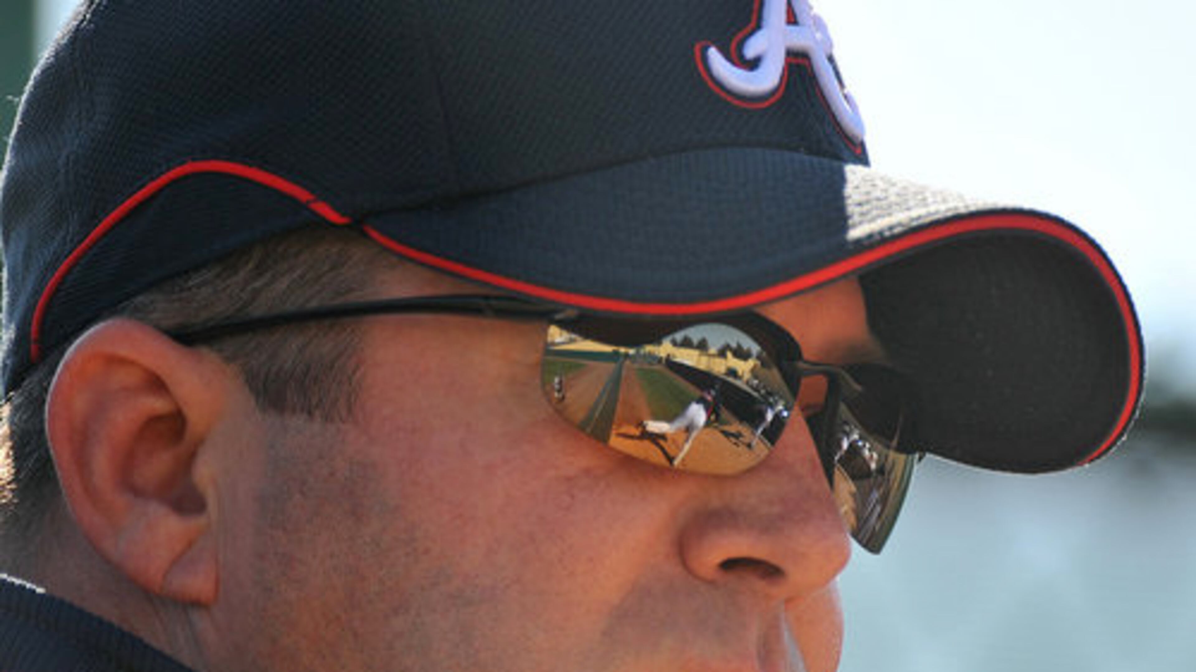 090216. LAKE BUENA VISTA, FL. Braves pitching coach Roger McDowell cq keeps an eye on pitchers as they throw in the bullpen during the second official day of Braves spring training at Disney's Wide World of Sports facility in Lake Buena Vista, FL. RICH ADDICKS / raddicks@ajc.com Roger McDowell's Braves pitchers have finished in the top five in the majors in ERA for six consecutive seasons. (Rich Addicks/AJC photo)