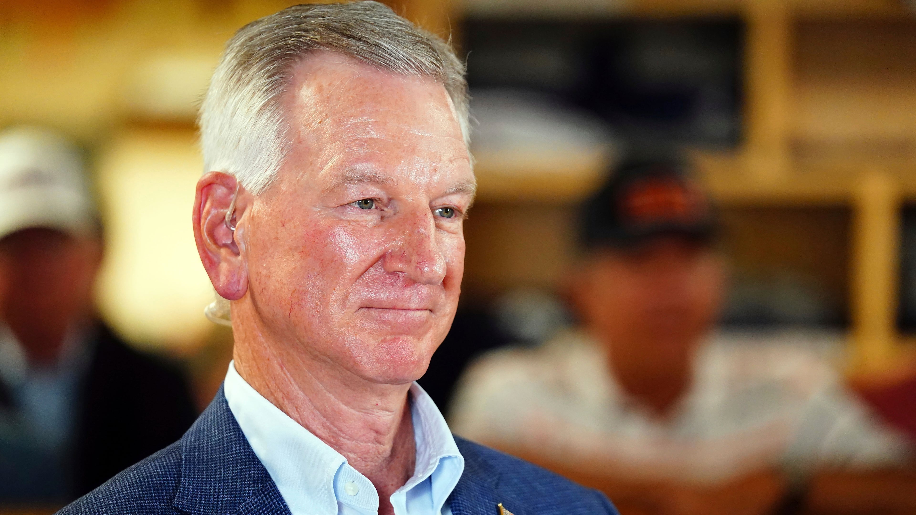 FILE - U.S. Sen. Tommy Tuberville, R-Ala., speaks about plans to run for the governor of Alabama in 2026, May 27, 2025 at Byron's Smokehouse in Auburn, Ala. (AP Photo/ John David Mercer, File)