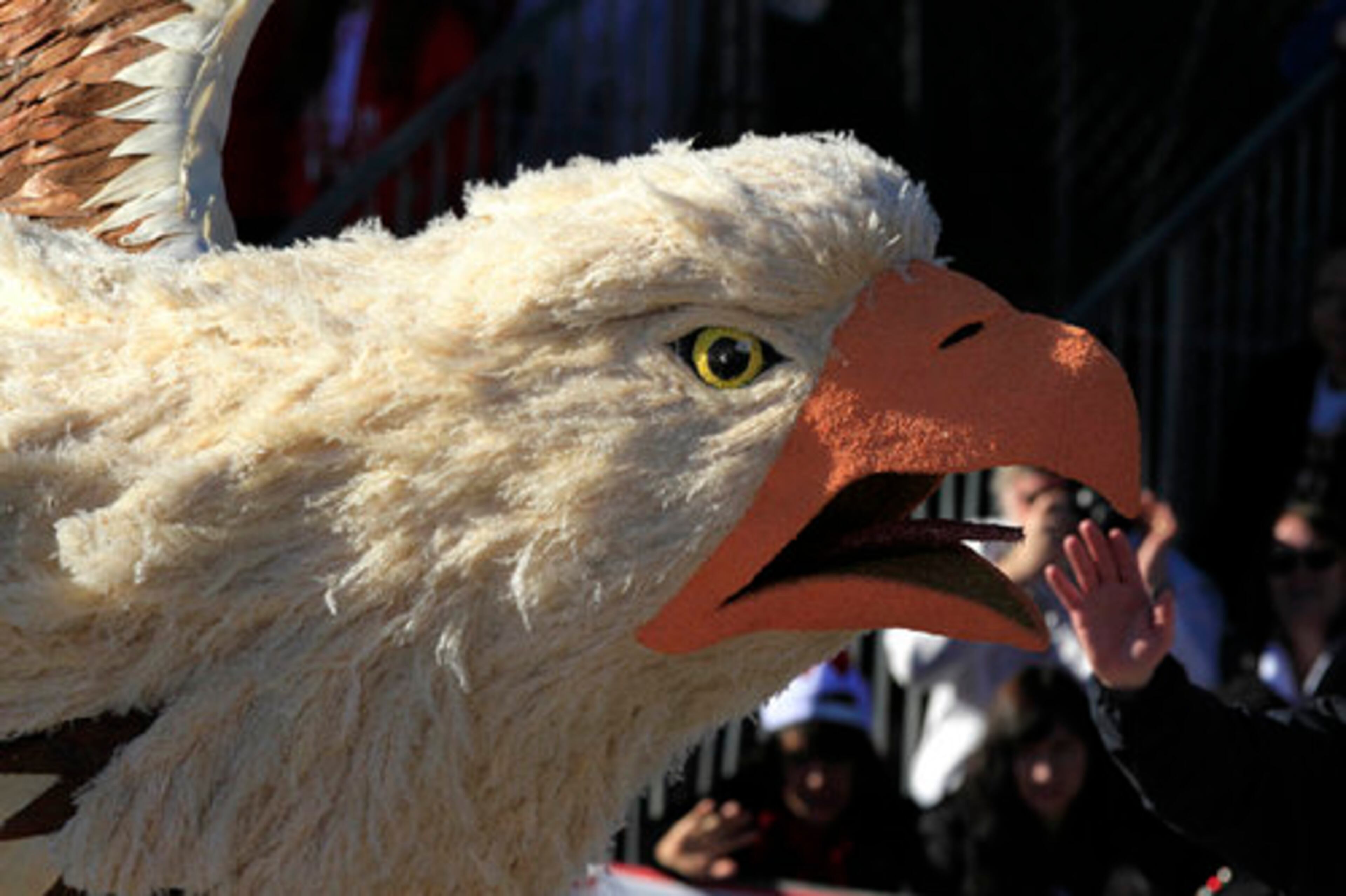 Detailed view of Anheuser-Busch's entry, "Proud to Serve Those Who Serve."