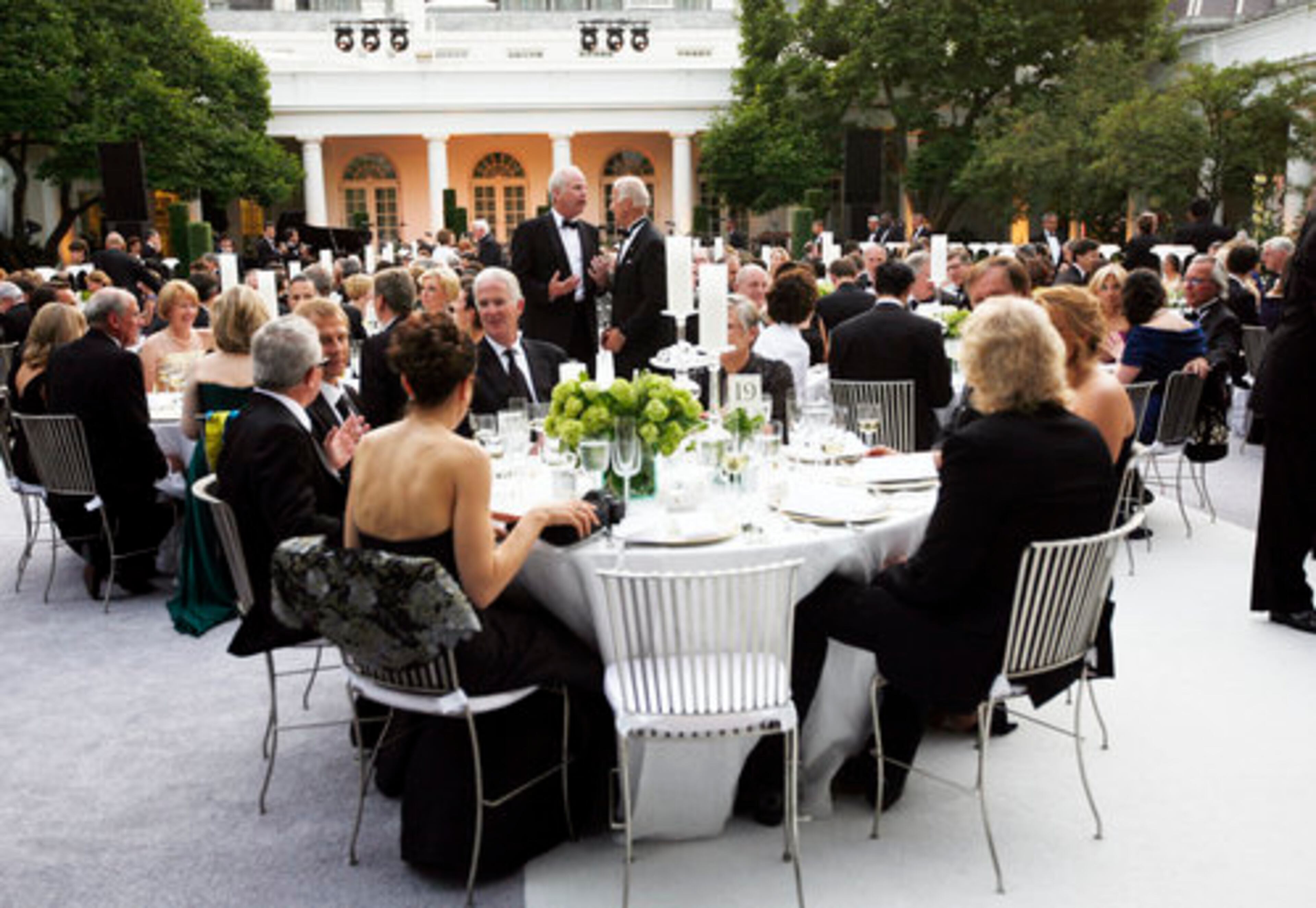 Guest in their seats during the State Dinner in honor of German Chancellor Angela Merkel .