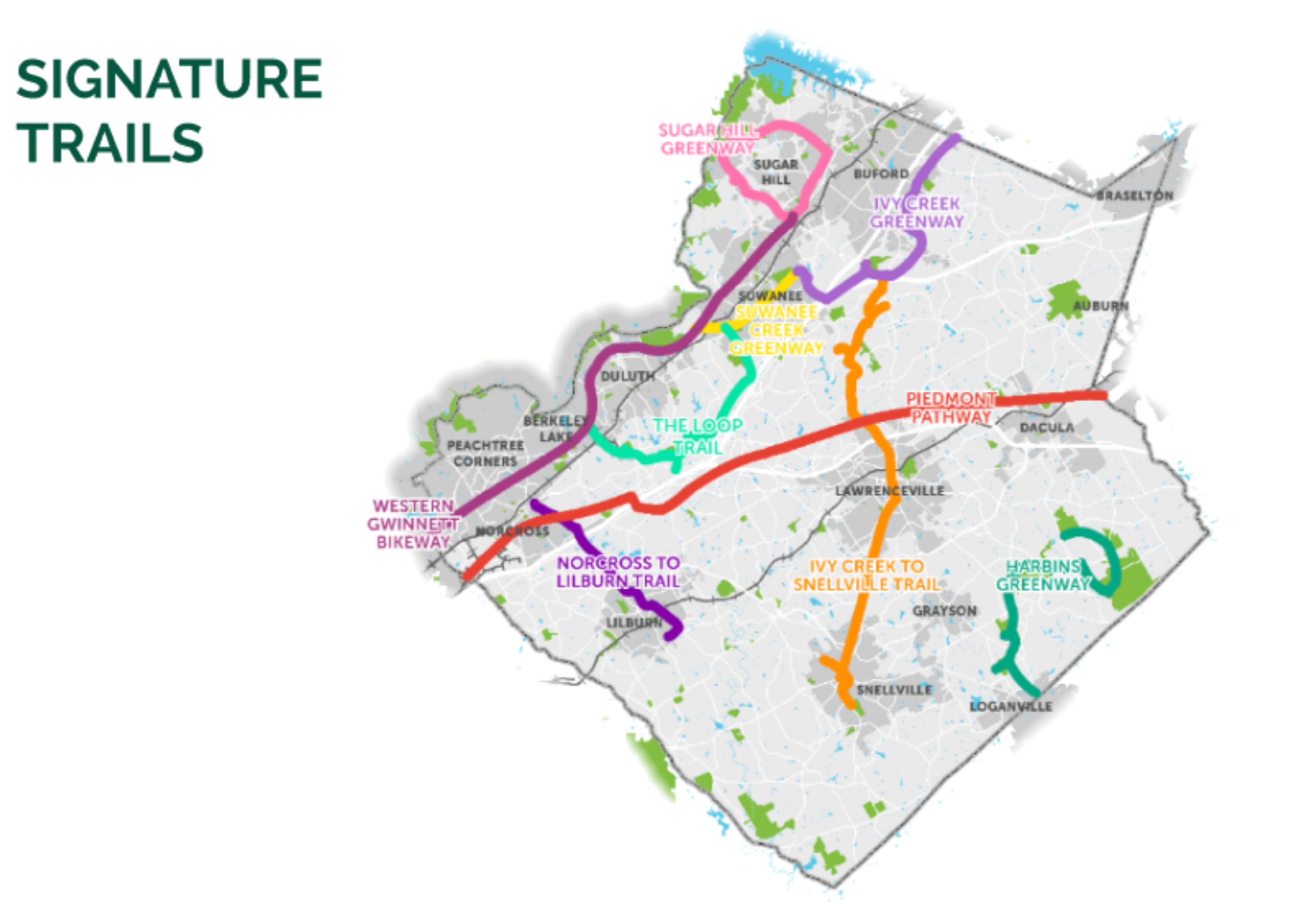 Gwinnett has unveiled a draft Countywide Trails Master Plan with nine “Signature Trails.” Courtesy Gwinnett County