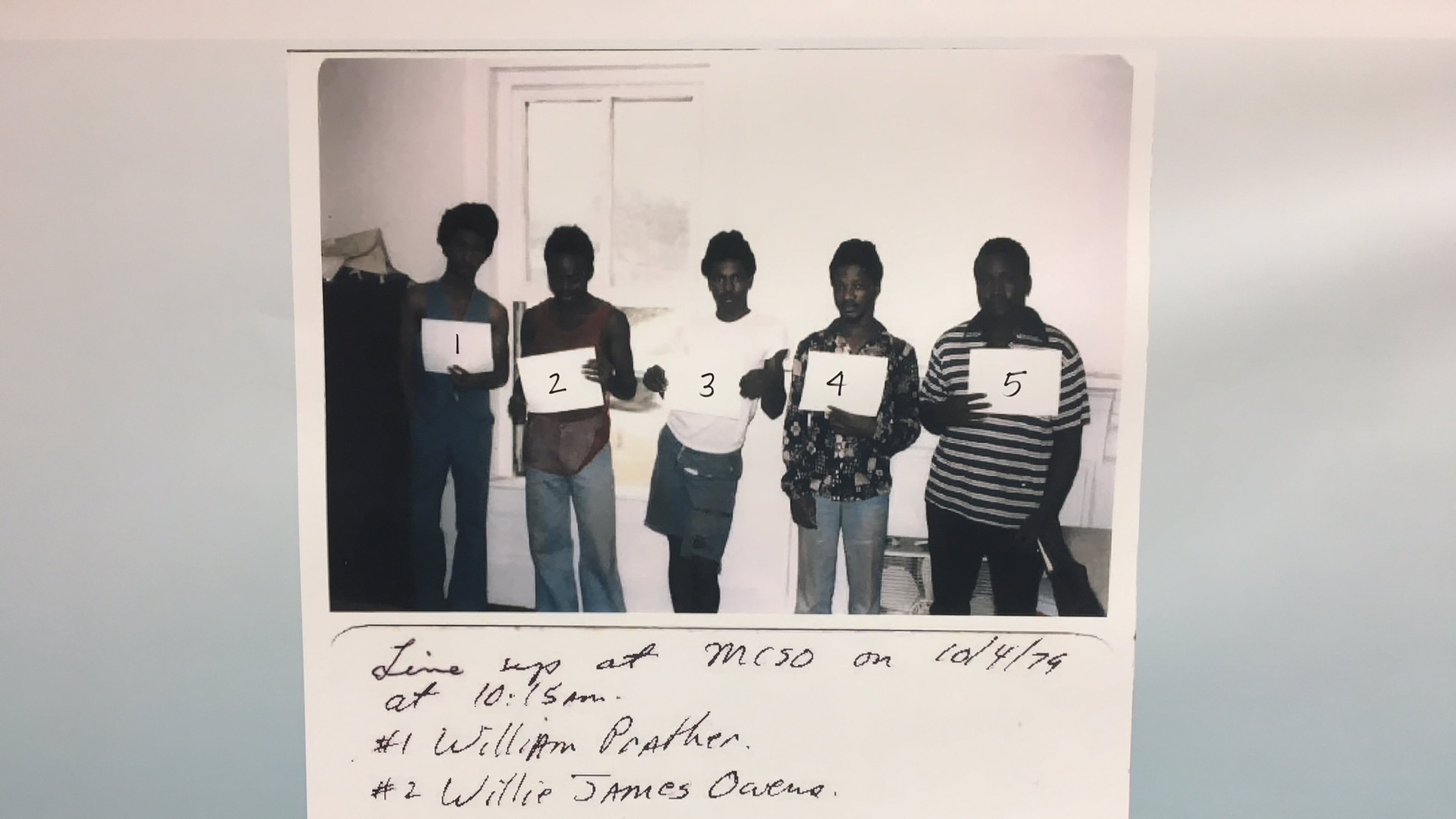 Picture of the lineup that mistakenly put John Jerome White in prison for 22 years.