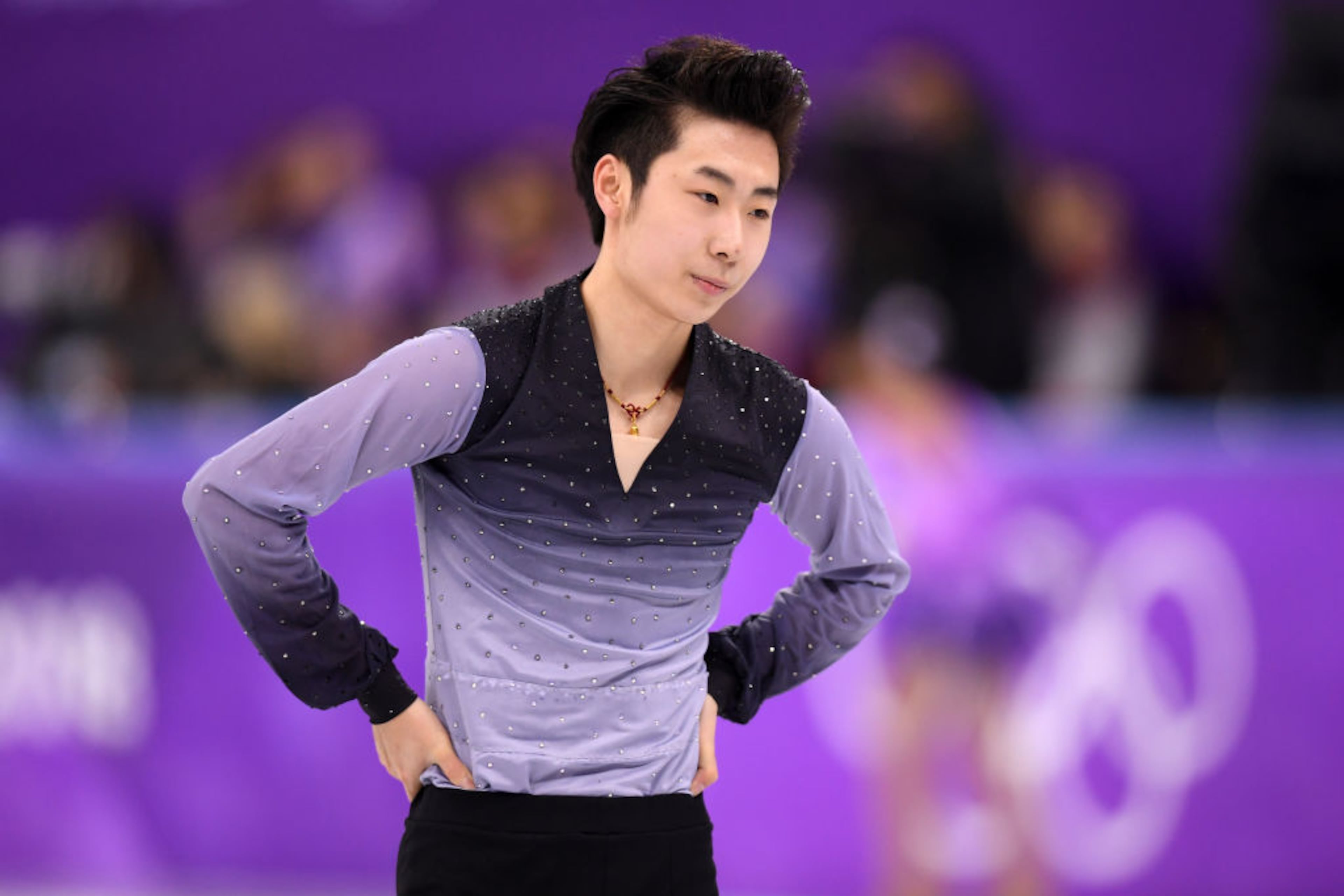 GANGNEUNG, SOUTH KOREA - FEBRUARY 17: Boyang Jin of China competes during the Men's Single Free Program on day eight of the PyeongChang 2018 Winter Olympic Games at Gangneung Ice Arena on February 17, 2018 in Gangneung, South Korea. (Photo by Harry How/Getty Images)