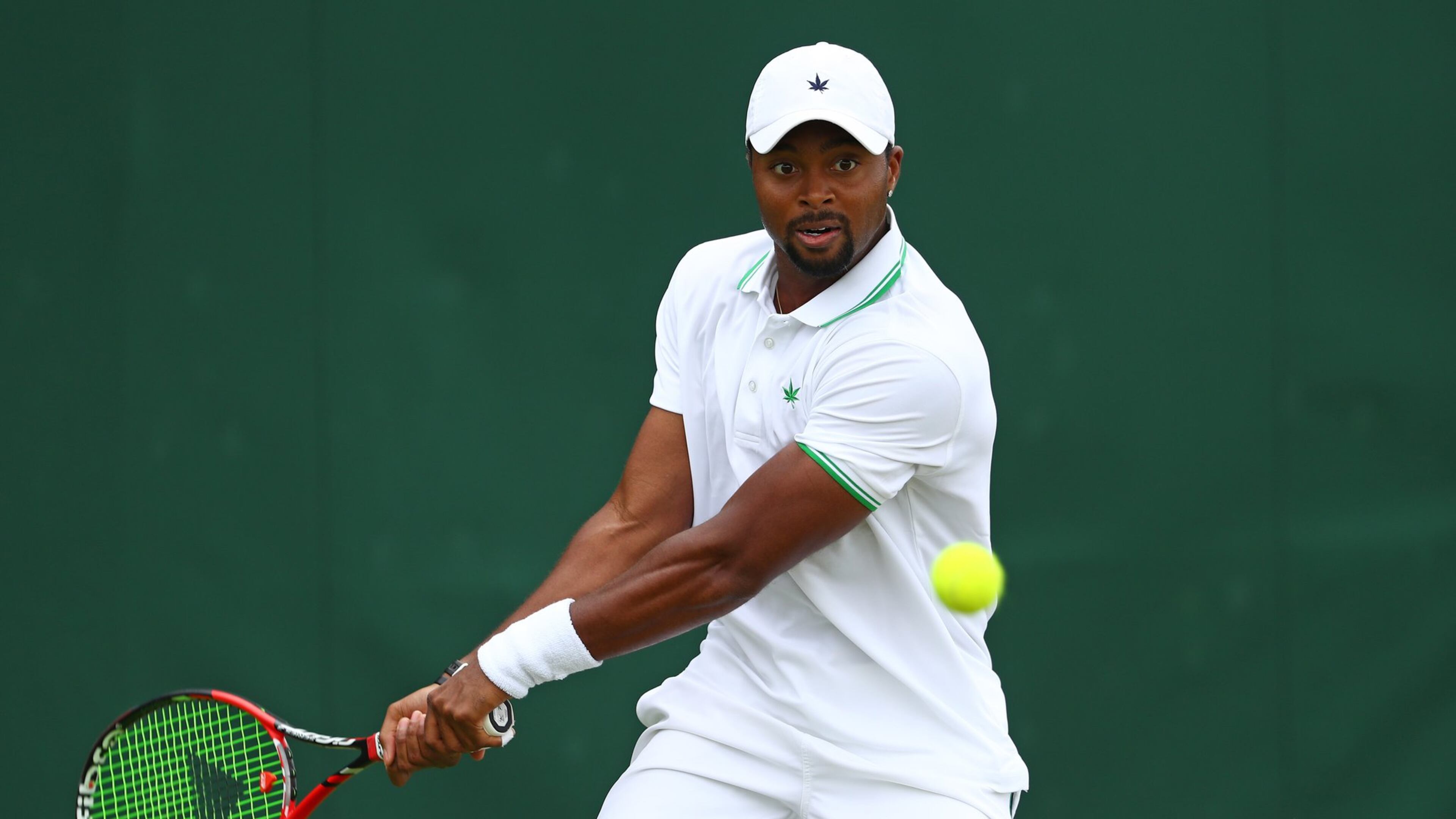 LONDON, ENGLAND - JUNE 28: Donald Young of The United States plays a forehand during the Men’s Singles first round match against Leonardo Mayer of Argentina on day two of the Wimbledon Lawn Tennis Championships at the All England Lawn Tennis and Croquet Club on June 28, 2016 in London, England. (Photo by Julian Finney/Getty Images)