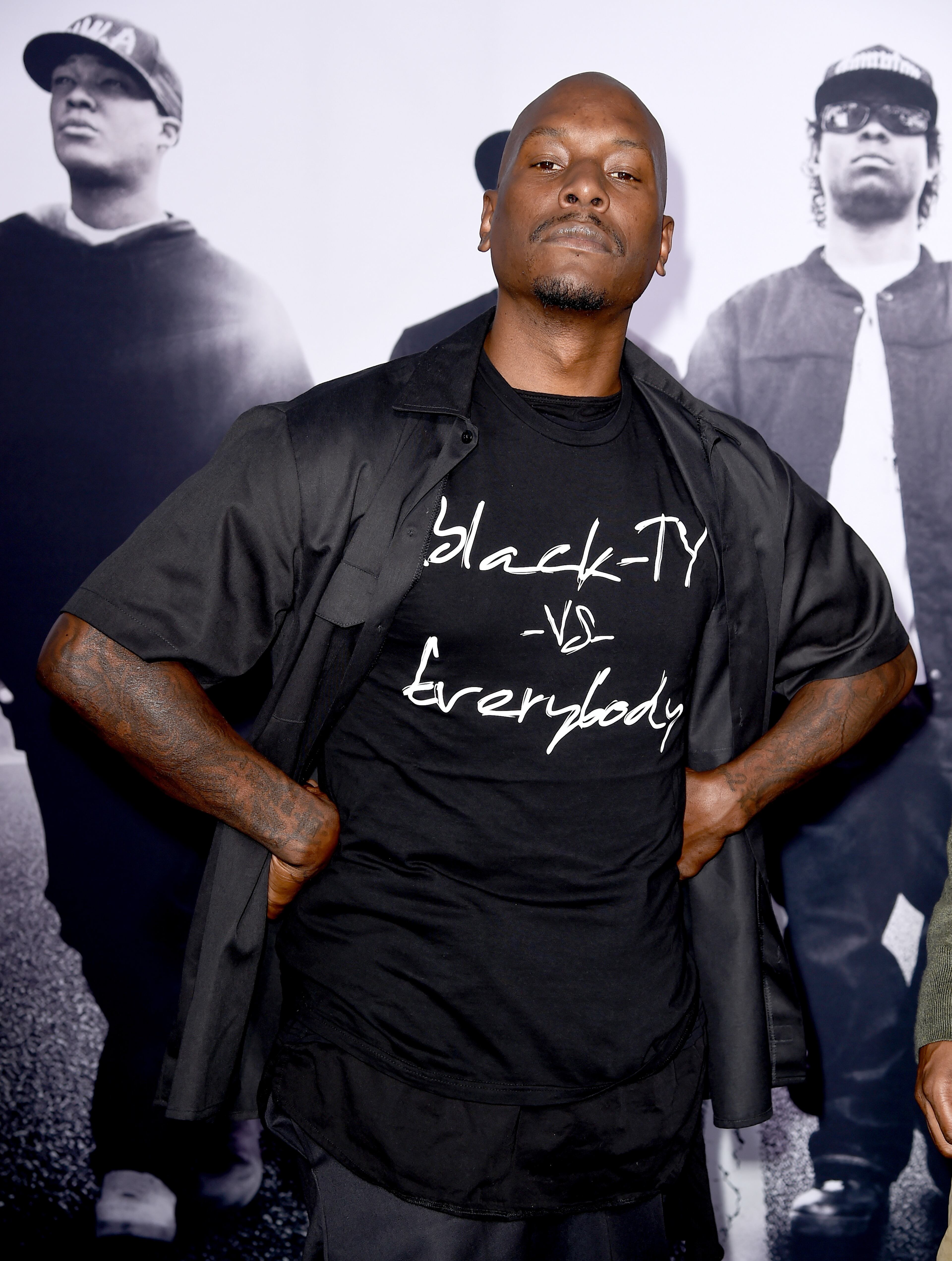 LOS ANGELES, CA - AUGUST 10: Singer/actor Tyrese Gibson arrives at the premiere of Universal Pictures and Legendary Pictures' "Straight Outta Compton" at the Microsoft Theatre on August 10, 2015 in Los Angeles, California. (Photo by Kevin Winter/Getty Images)