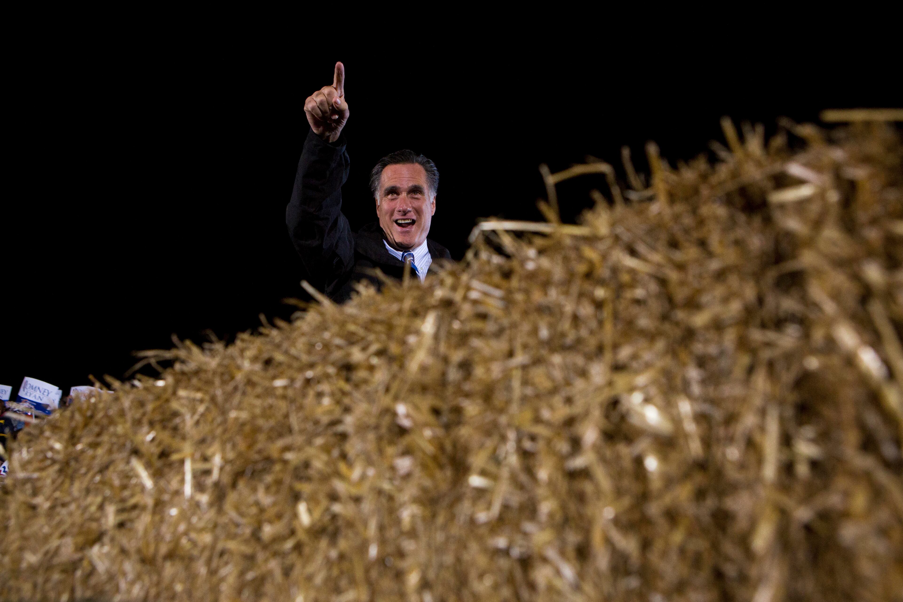 Short on yellow feathers? You could go as Romney himself, who will be spending much of October in Ohio around hay -- very Halloween looking if not presidential.