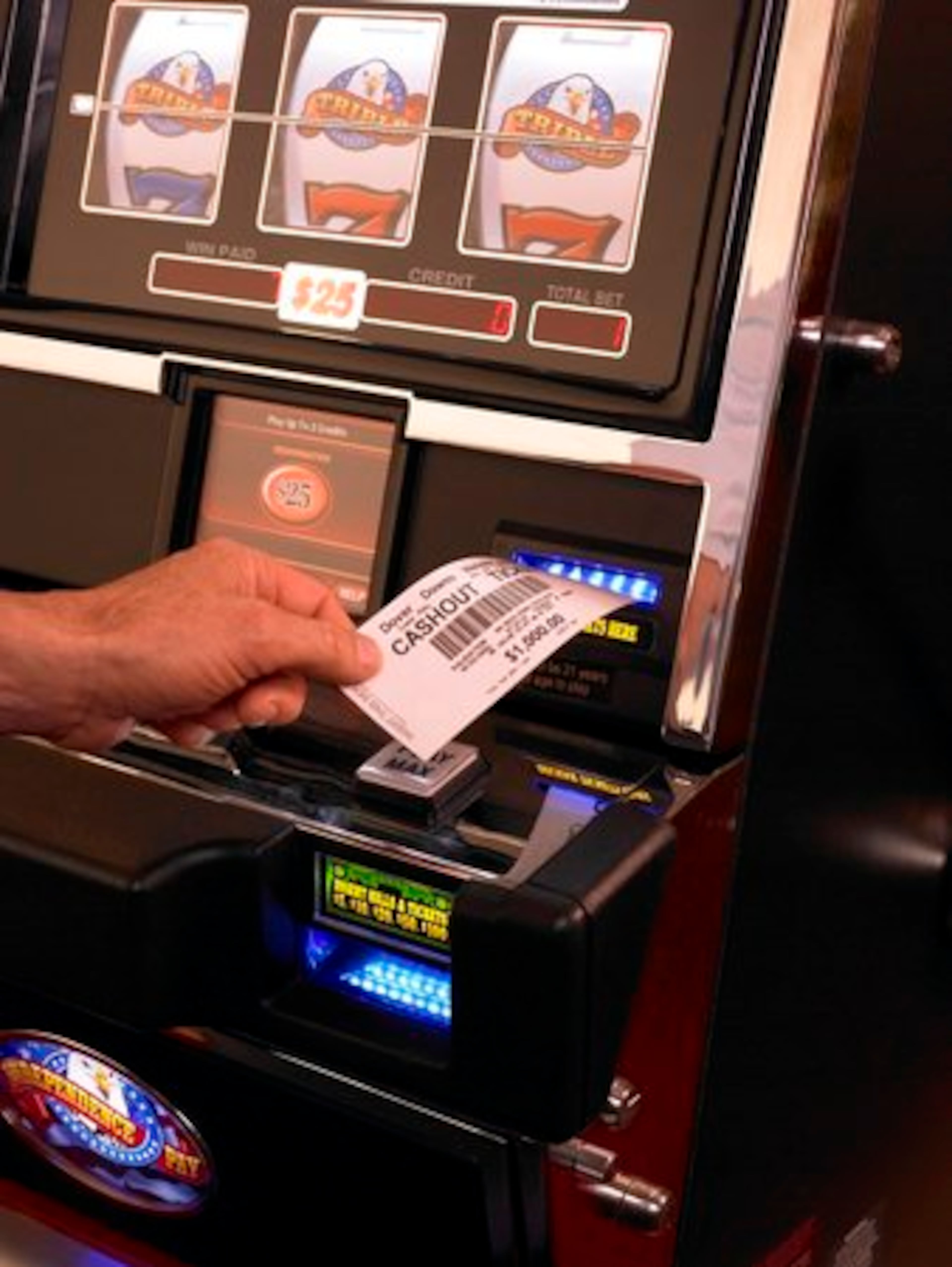 Winnings would not be paid in cash. Instead, the player would receive a ticket that could be exchanged for cash.