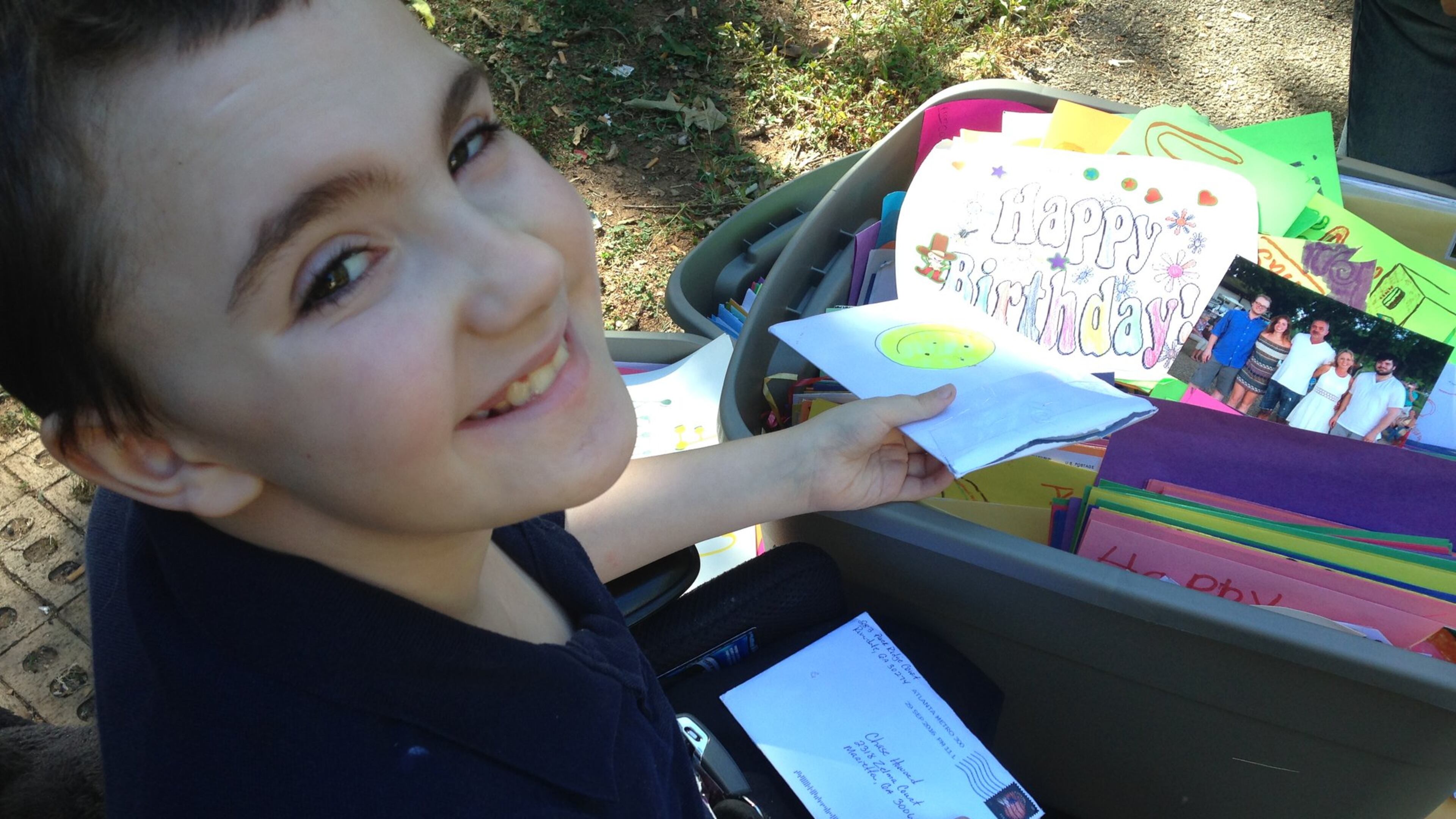 A month after his 10th birthday, Chase Howard of Marietta was still receiving cards from around the world. The cards came rolling in after his aunt posted a request for birthday greetings on her Facebook page. GRACIE BONDS STAPLES/gstaples@ajc.com