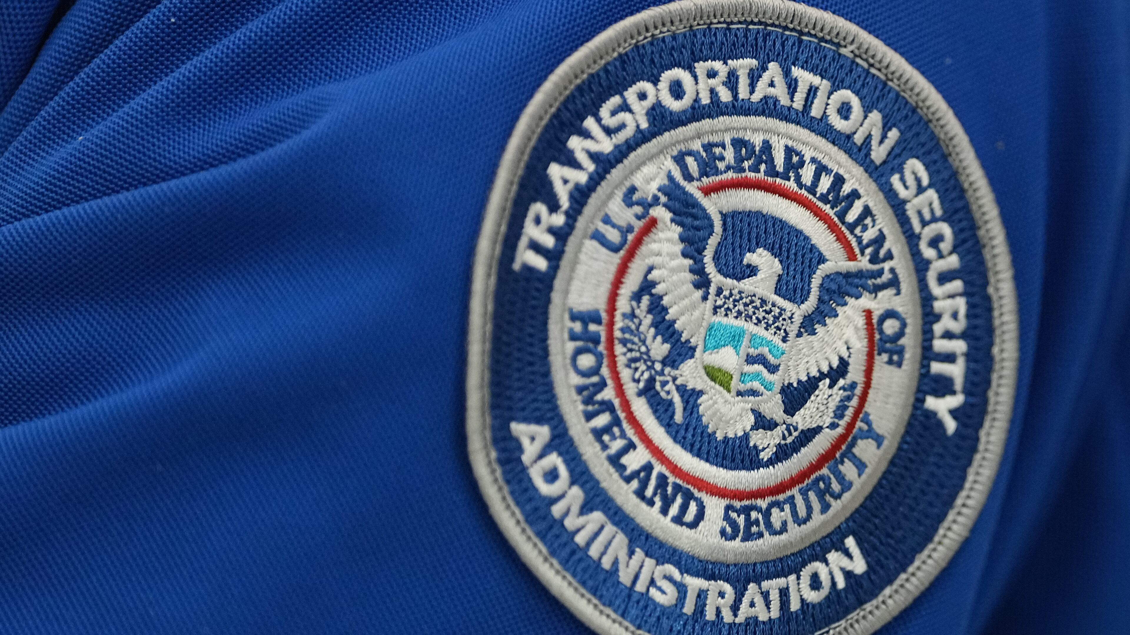 FILE - A Transportation Security Administration (TSA) workers's patch is displayed at Philadelphia International Airport, March 24, 2026, in Philadelphia. (AP Photo/Matt Rourke, File)