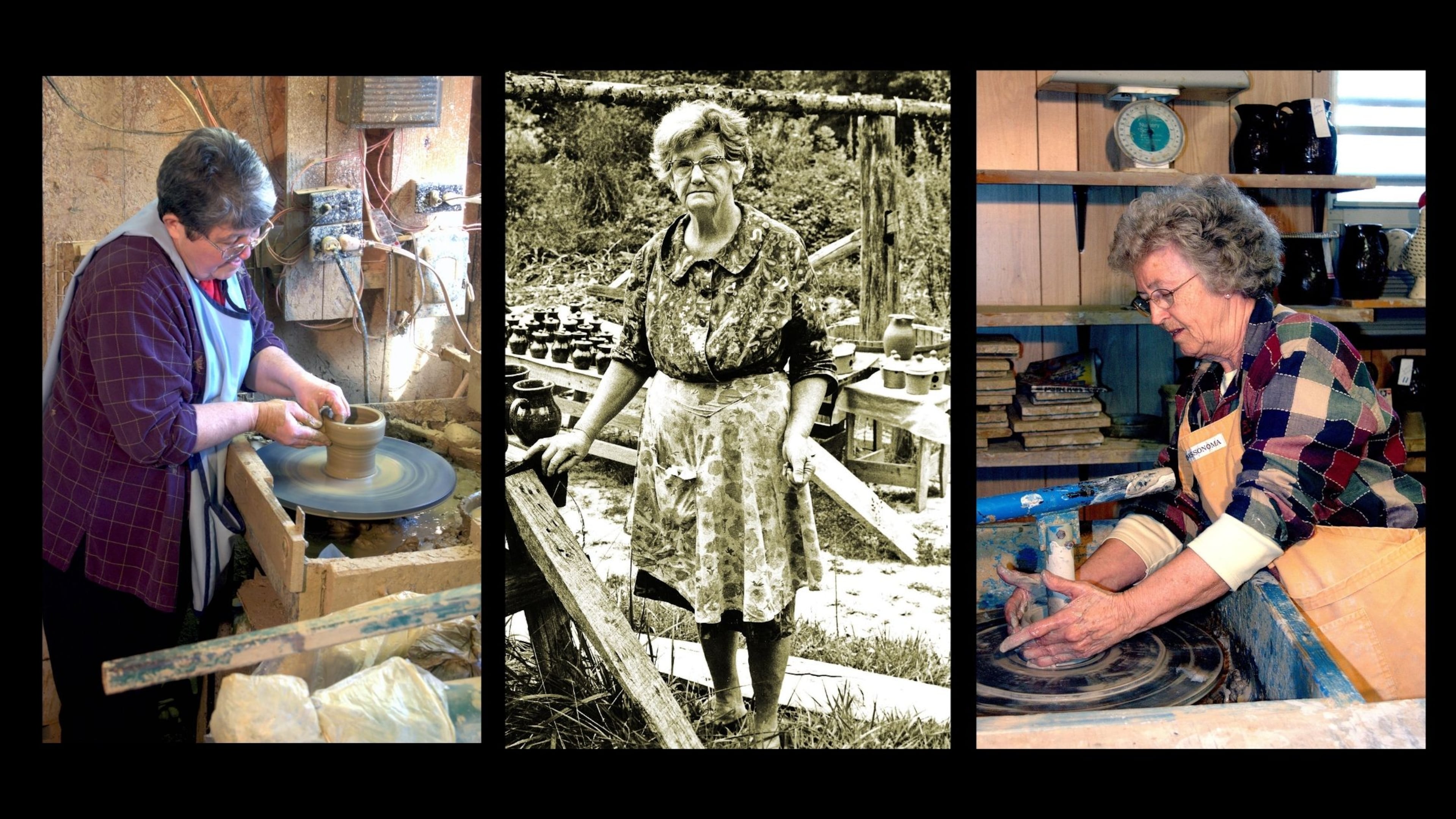 Members of the Meaders family potters, Mildred Meaders (from left), Arie Meaders and Jessie Meaders.
Courtesy of Emory Jones and John Burrison