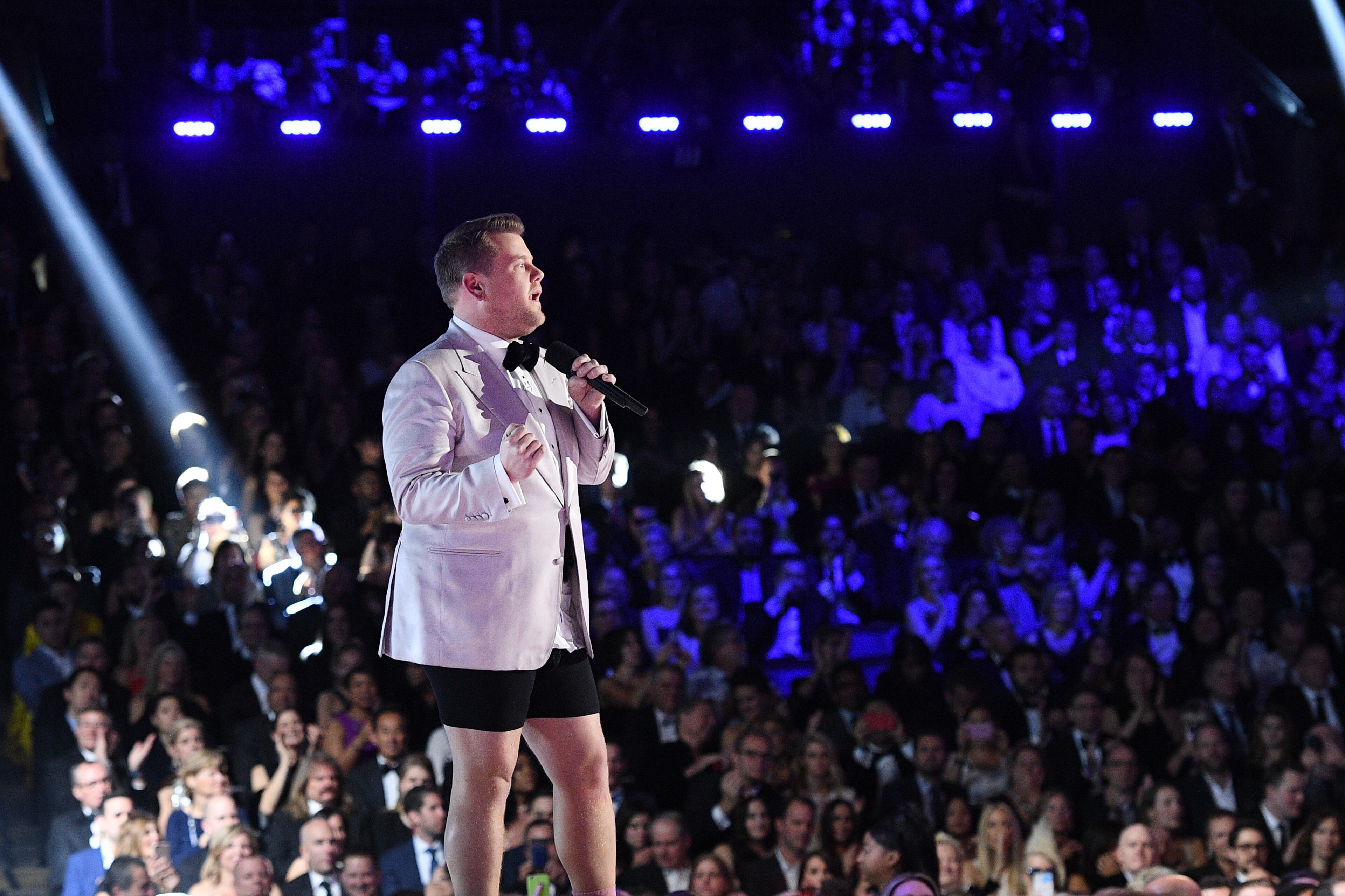 LOS ANGELES, CA - FEBRUARY 12: Host James Corden onstage during The 59th GRAMMY Awards at STAPLES Center on February 12, 2017 in Los Angeles, California. (Photo by Kevork Djansezian/Getty Images)