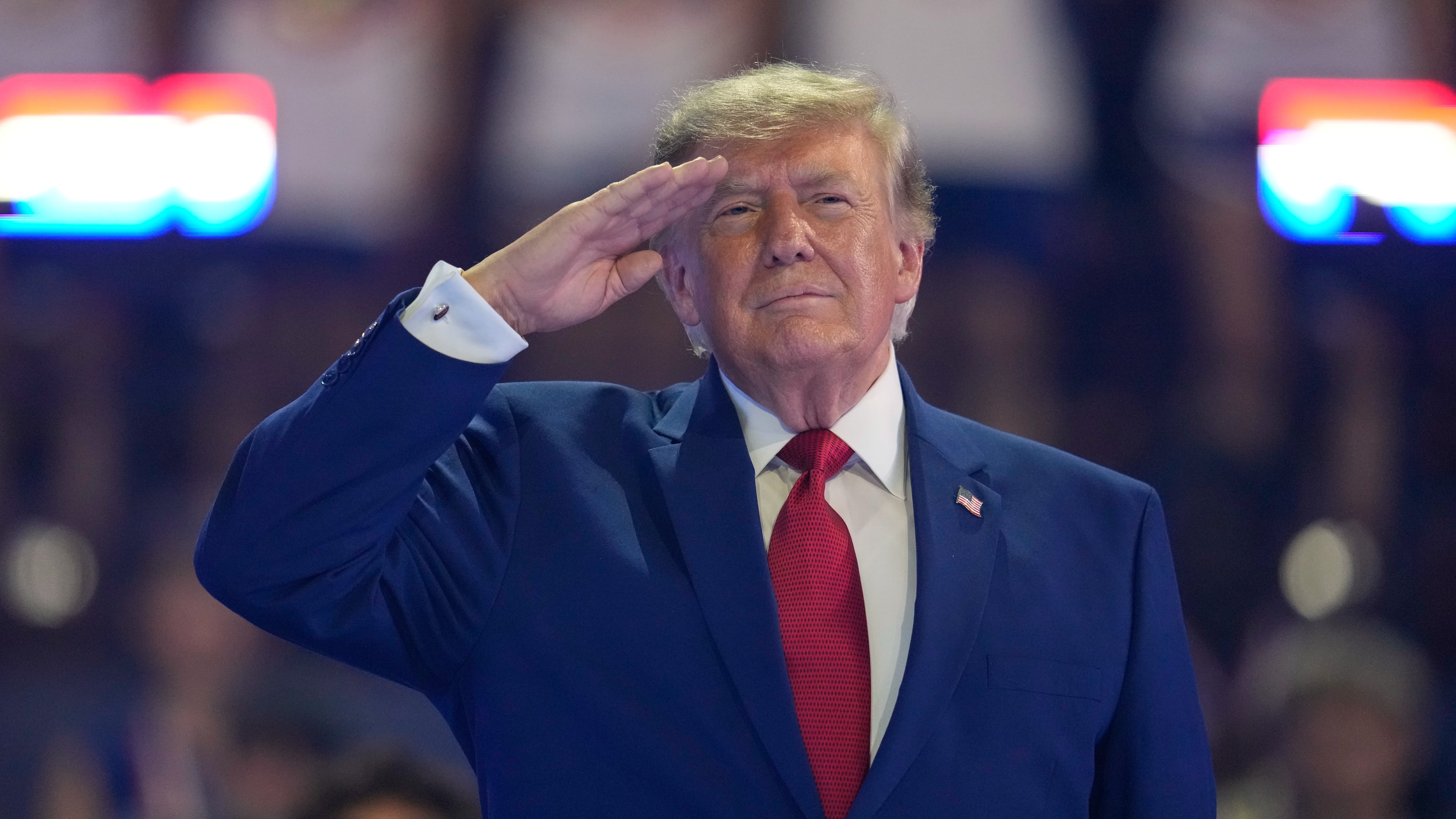 President Donald Trump attends the Patriot Games at Spire Academy in Geneva, Ohio, Tuesday, Aug. 11, 2026. (AP Photo/Sue Ogrocki)