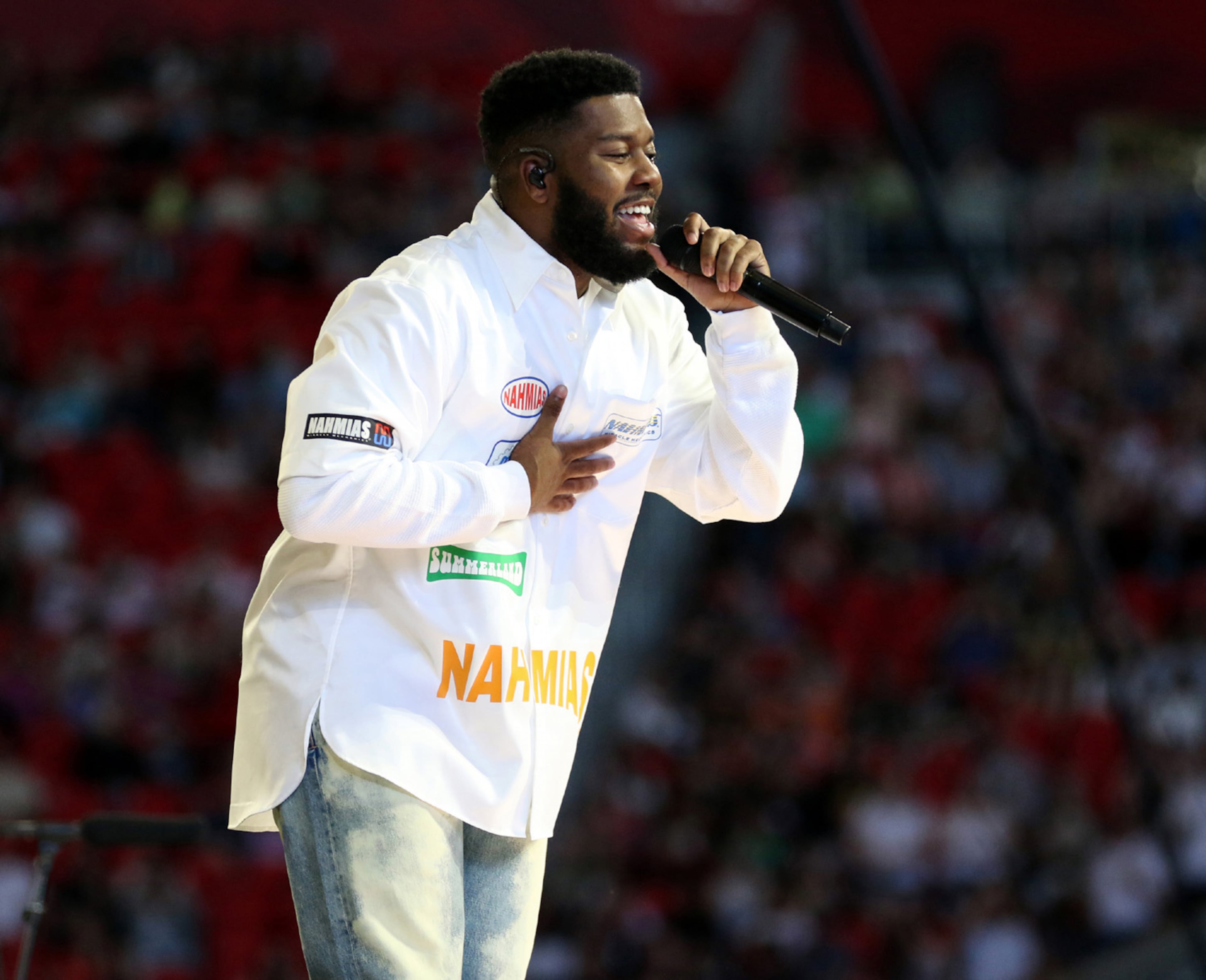 Georgia native Kahlid performs at Ed Sheeran's sold-out Mercedes Benz Stadium on Saturday, May 27, 2023 on his +=÷x tour.
Robb Cohen for The Atlanta Journal-Constitution