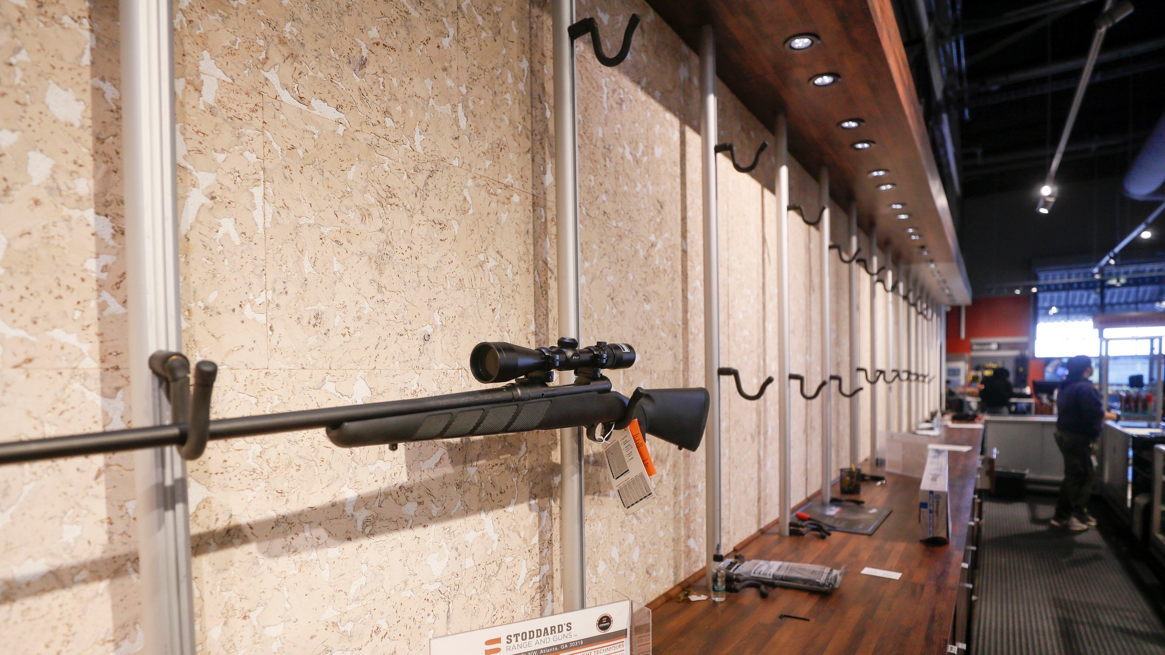 March 17, 2020 - Atlanta - A nearly empty display at Stoddard's Range and Guns, in Atlanta, where the store has seen an uptick in ammunition and gun sales as the coronavirus threat intensifies. Bob Andres / robert.andres@ajc.com