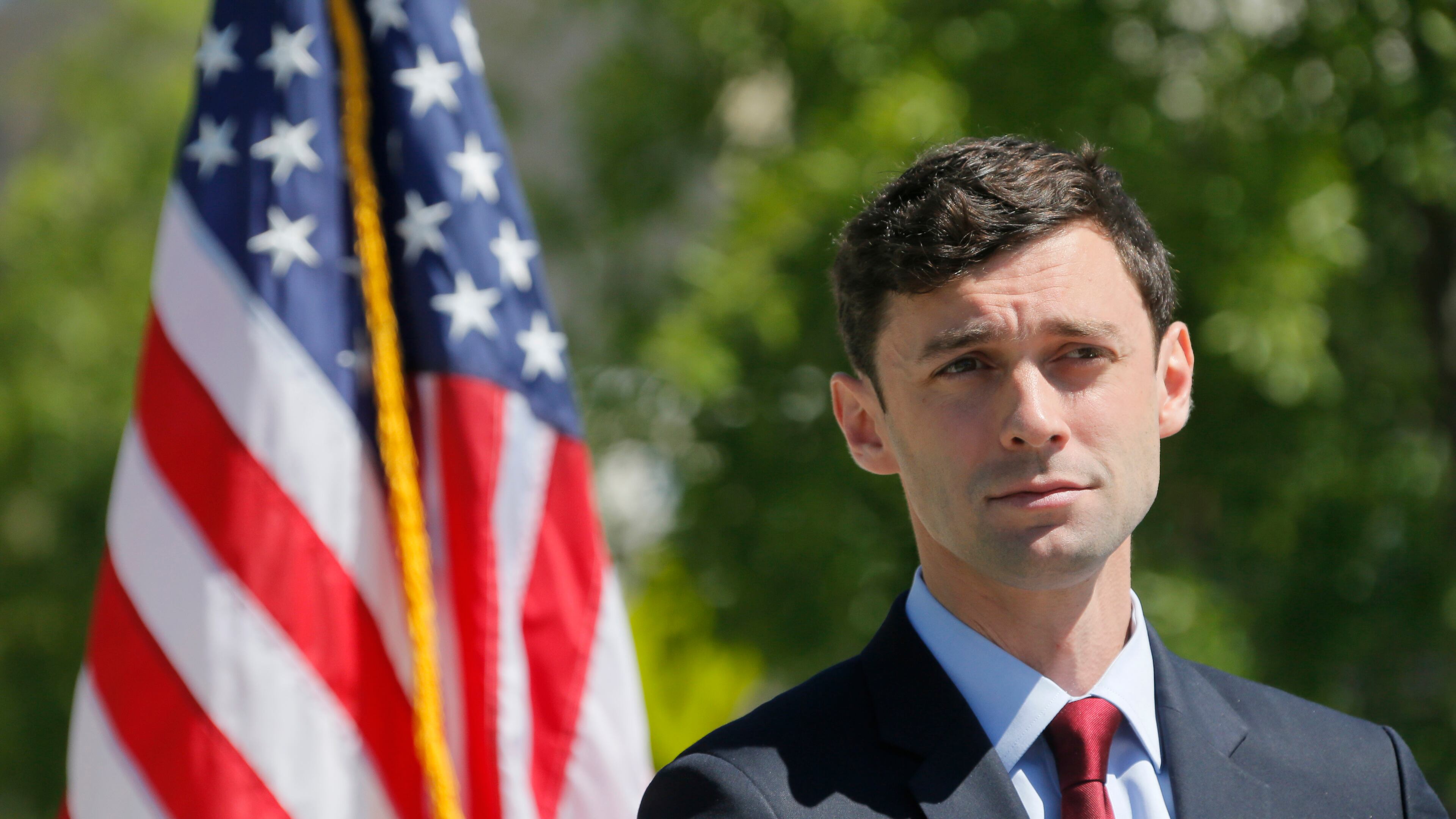 Jon Ossoff, seen here saying just as much about how voters can really expect him to be "independent" as he did when asked directly about it in Thursday's debate against Karen Handel. (AJC Photo / Bob Andres)