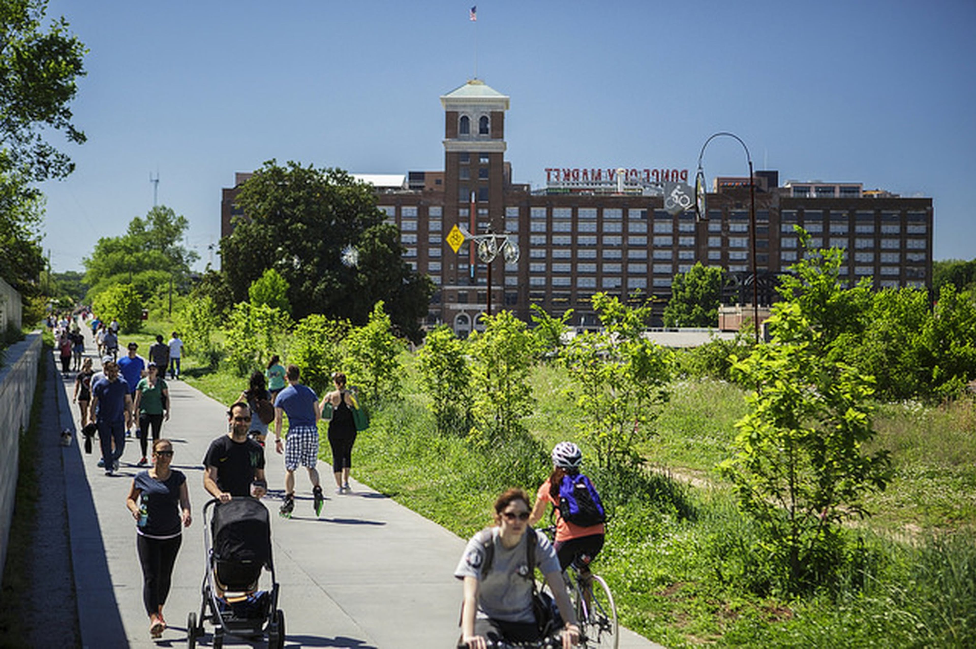 Trail users on the Eastside Trail near Ponce Market, a portion of the Atlanta BeltLine. Contributed by Atlanta BeltLine