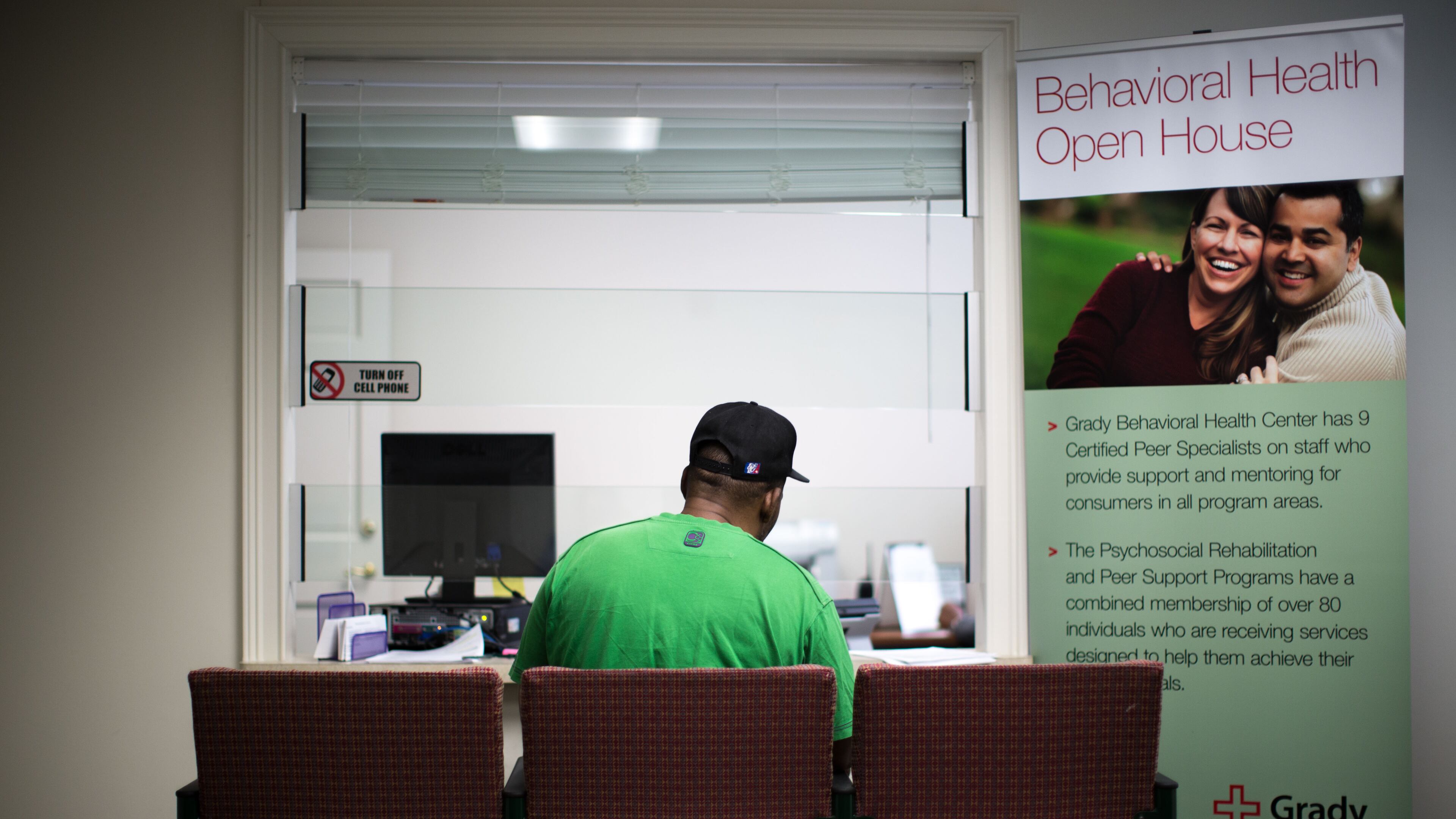Aaron Perry waits to talk with a medical health clinician at Grady Hospital's mental health clinic, Thursday, Aug. 13, 2015, in Atlanta. As many as 800 mental health patients visit the clinic each month. BRANDEN CAMP/SPECIAL