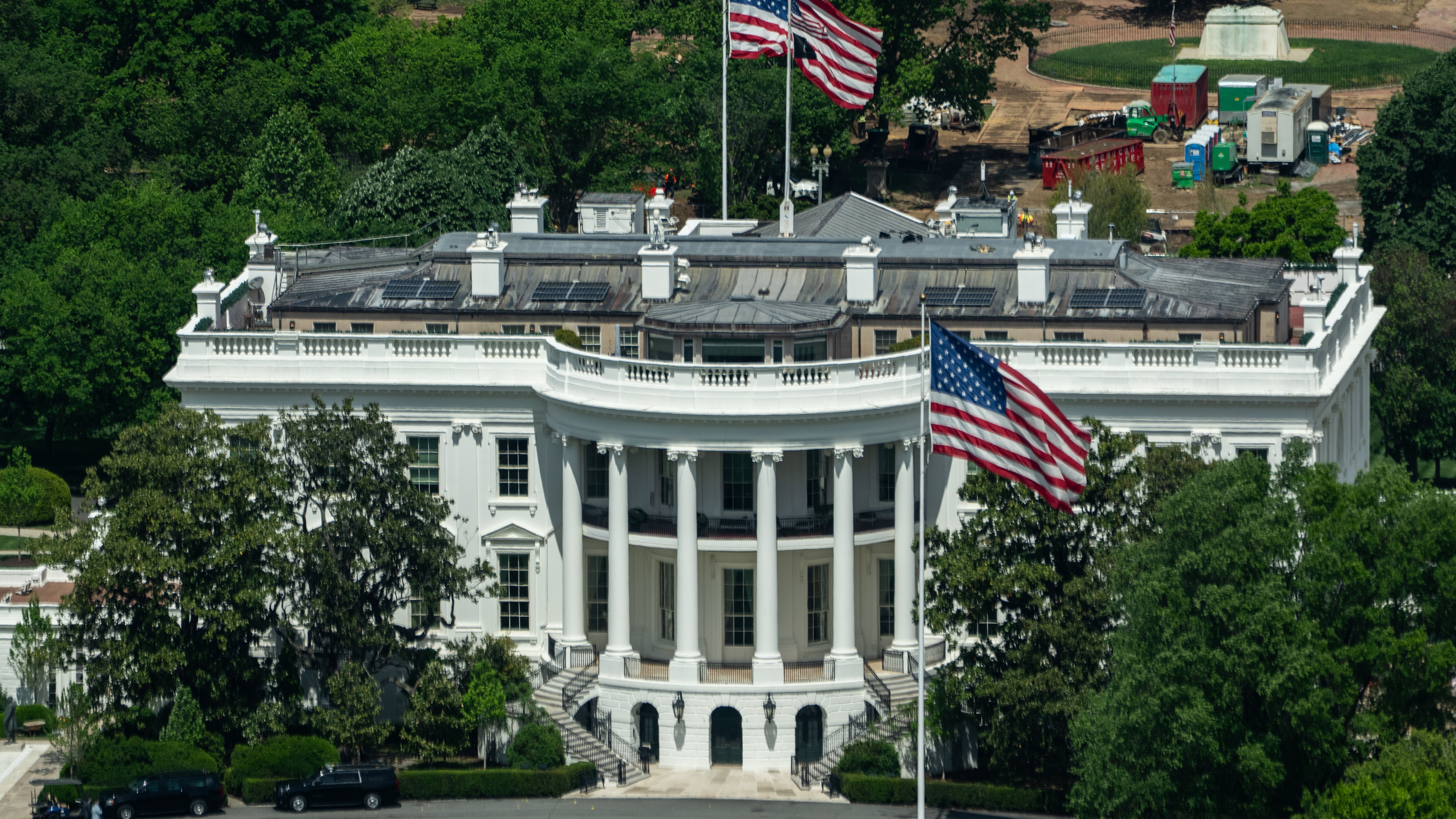 The White House is seen from the Washington Monument, Monday, April 20, 2026, in Washington. (AP Photo/Julia Demaree Nikhinson)