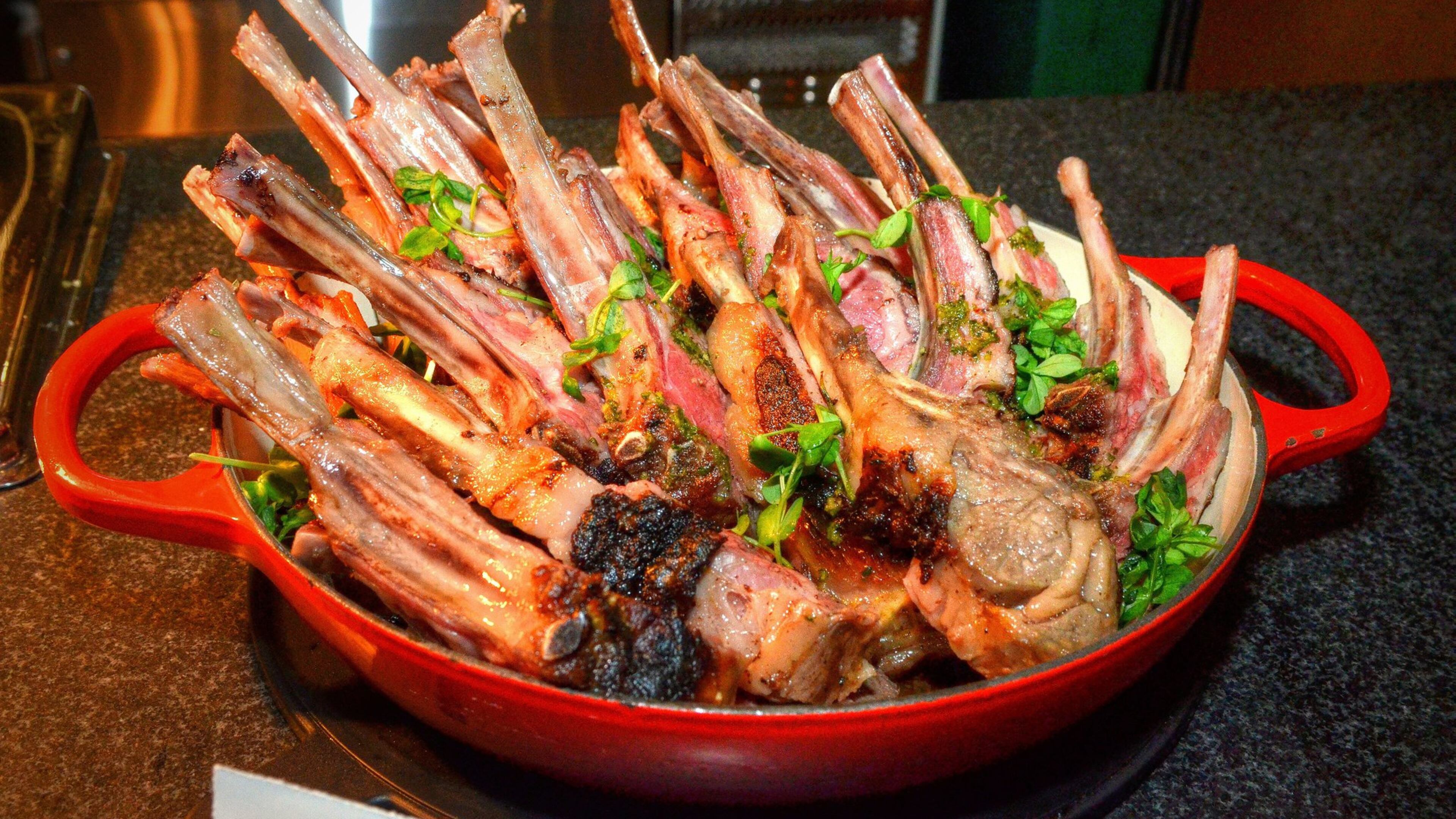 Rack of lamb with chimichurri will be one of the offerings at the new Courtside Club at Philips Arena during Atlanta Hawks games. It is one of six clubs at the arena, all of which will open in time for the fall season. CHRIS HUNT / SPECIAL