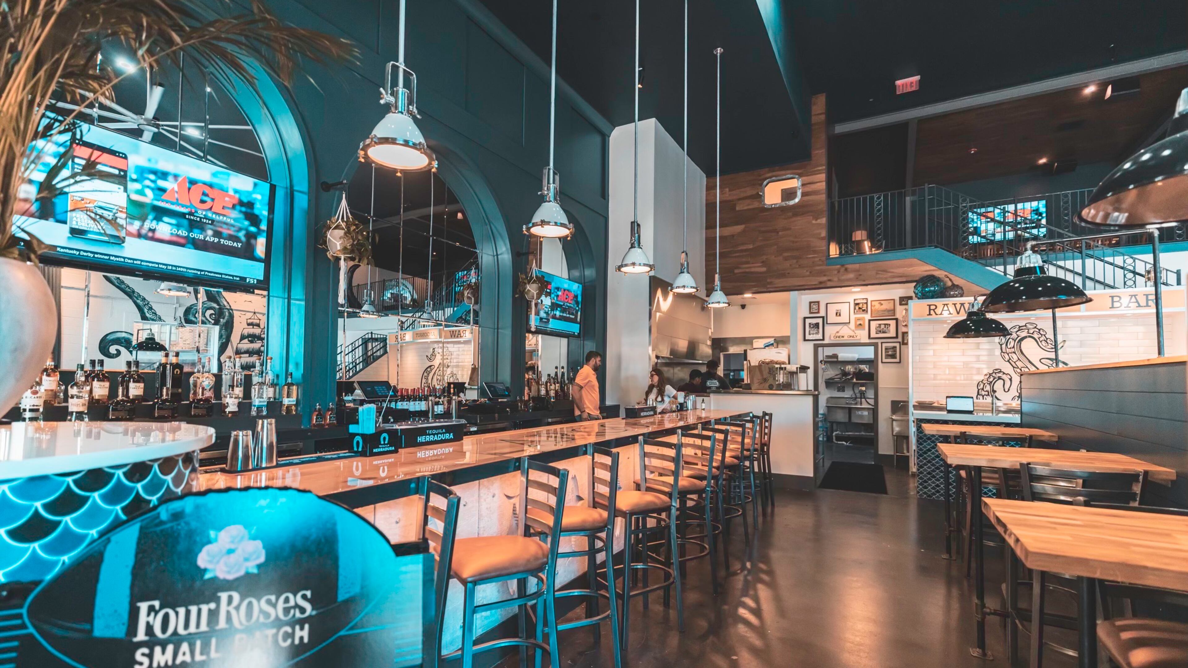 The interior of the Argonaut Fish Bar was renovated to be brighter and make the bar the centerpiece of the first floor. / Courtesy of Argonaut Fish Bar