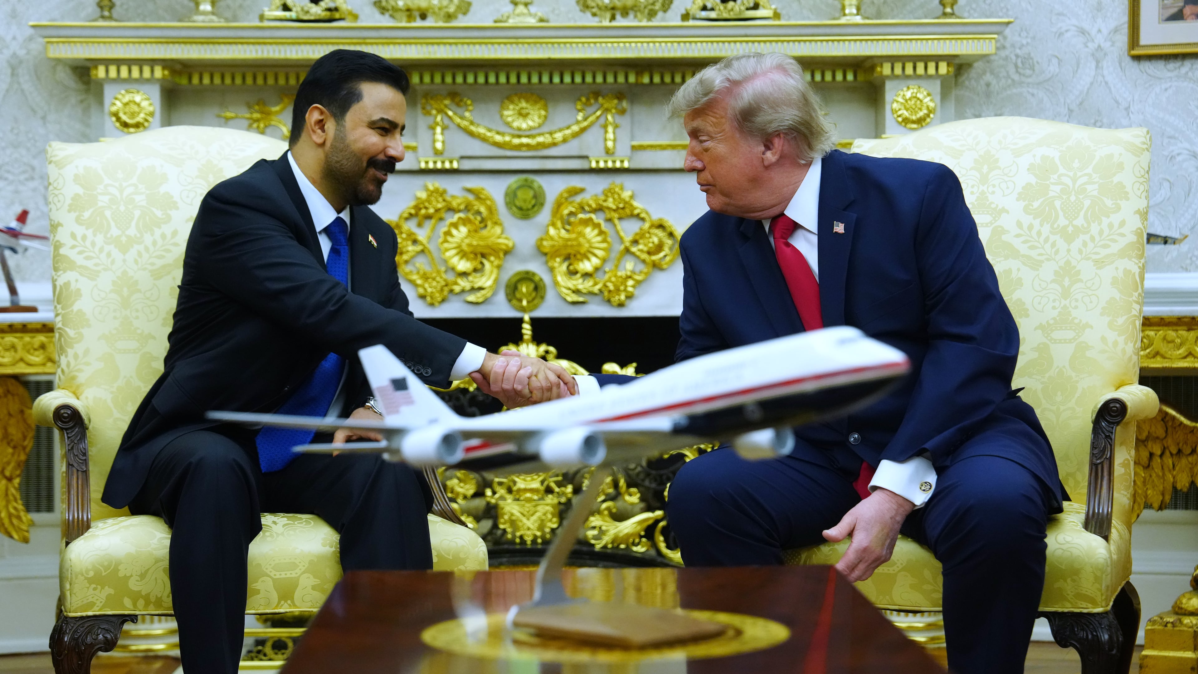 President Donald Trump meets with Iraq's Prime Minister Ali al-Zaidi in the Oval Office of the White House, Tuesday, July 14, 2026, in Washington. (AP Photo/Julia Demaree Nikhinson)