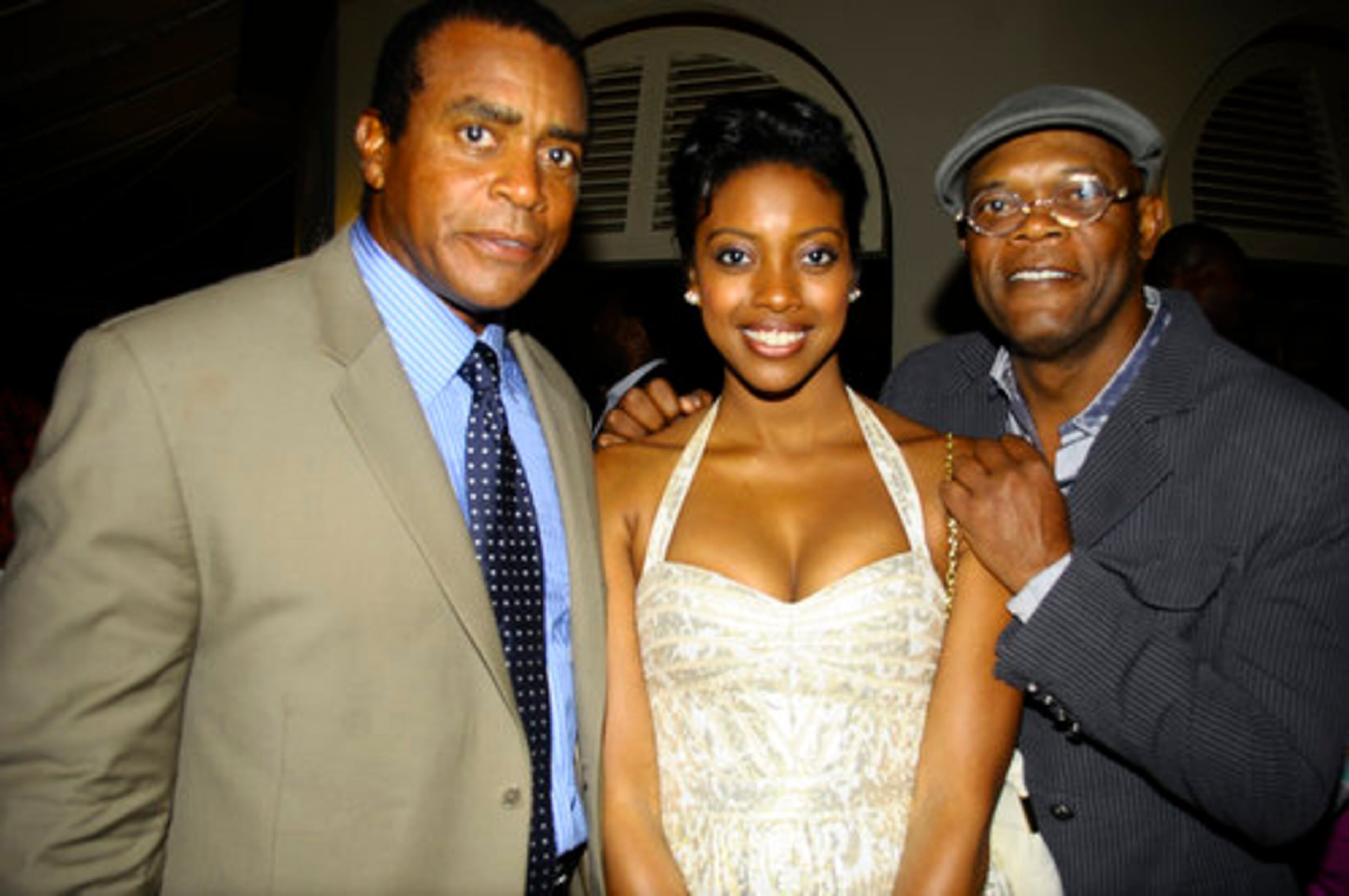 Ahmad Rashad (left) and his daughter Condola Rashad smiled with Samuel L. Jackson. Condola was recently cast in a remake of "Stell Magnolias," to be filmed in Atlanta.