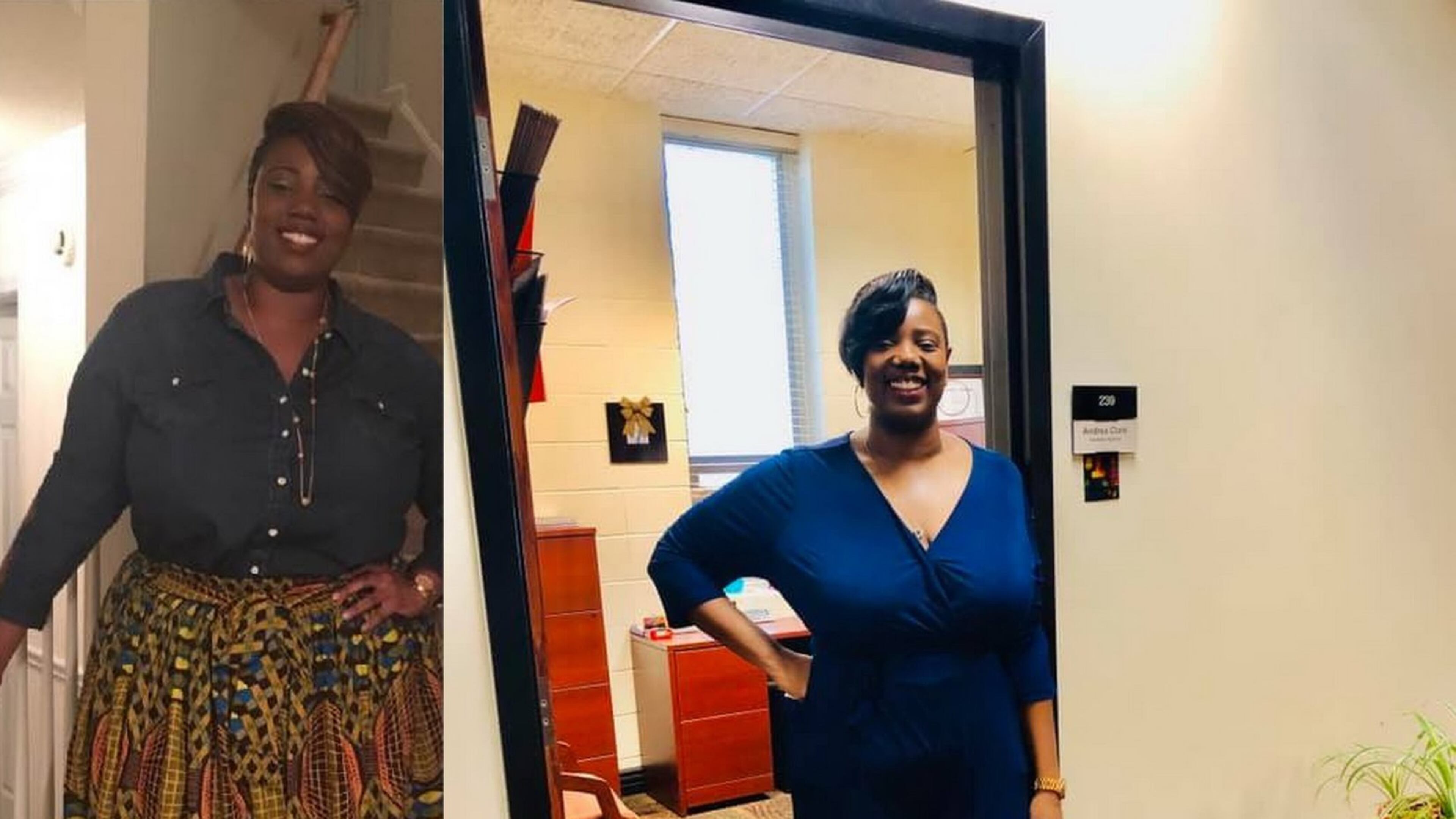 In the photo on the left, taken in June 2016, Andrea Clark weighed 290 pounds. In the photo on the right, taken in October 2019, she weighed 240 pounds. CONTRIBUTED BY ANDREA CLARK