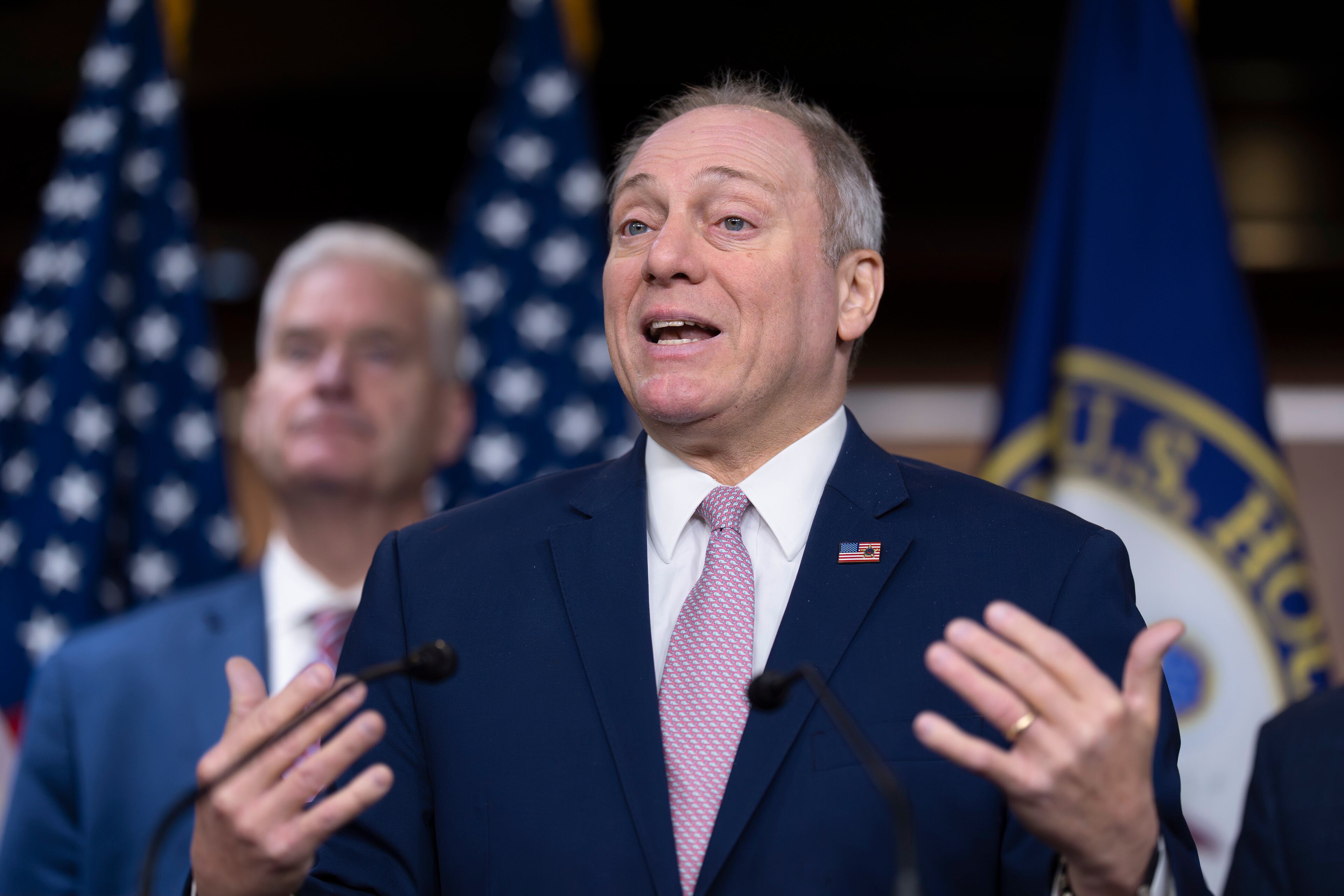 U.S. House Majority Leader Rep. Steve Scalise wants to see Georgia state Rep. Houston Gaines in Congress. (J. Scott Applewhite/AP 2025)