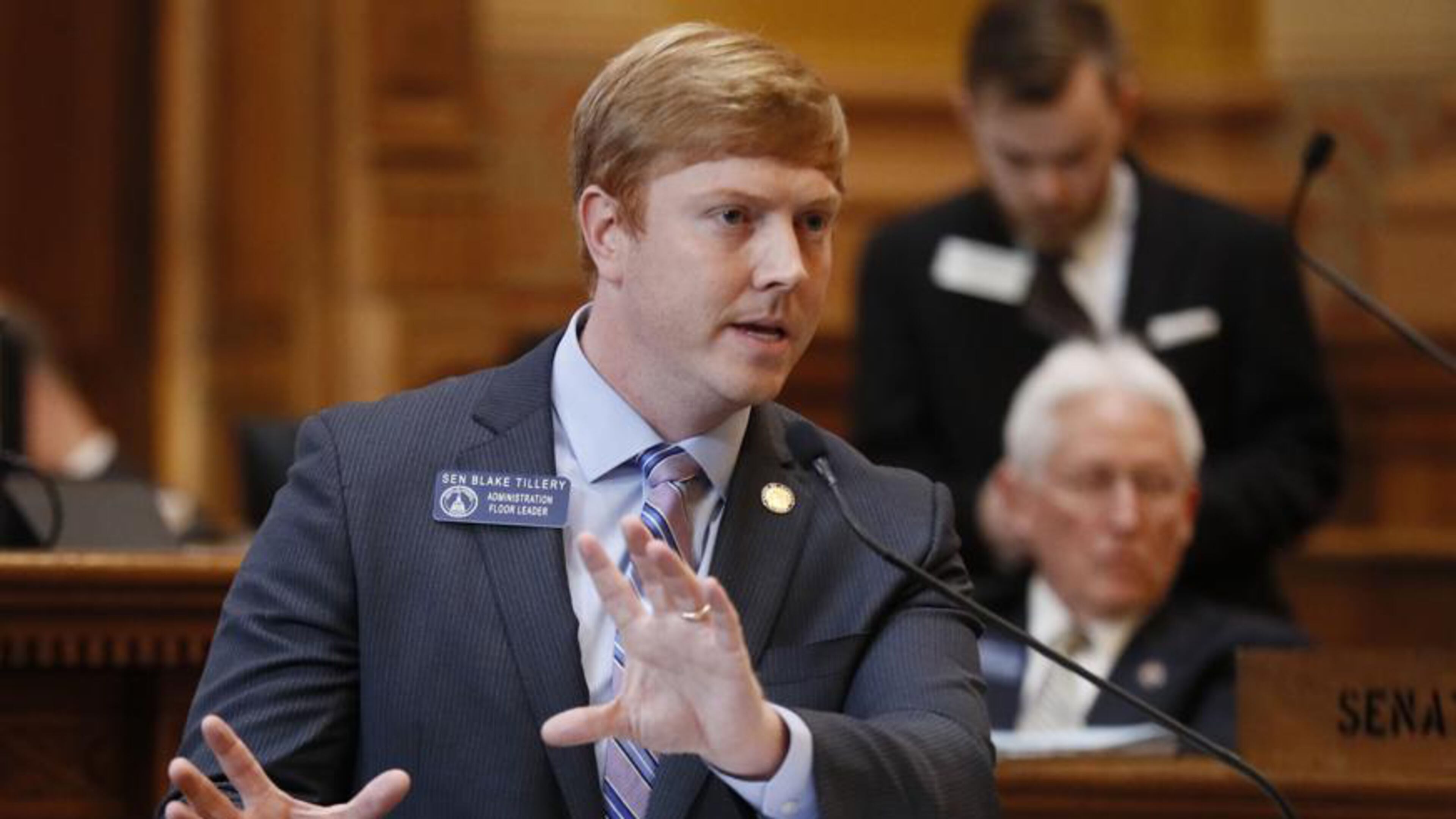 Senate Appropriations Chairman Blake Tillery, R-Vidalia, led the chamber's work on the $36.1 billion budget for fiscal 2025. The Senate approved the spending plan Tuesday in a 53-1 vote. Bob Andres / bandres@ajc.com