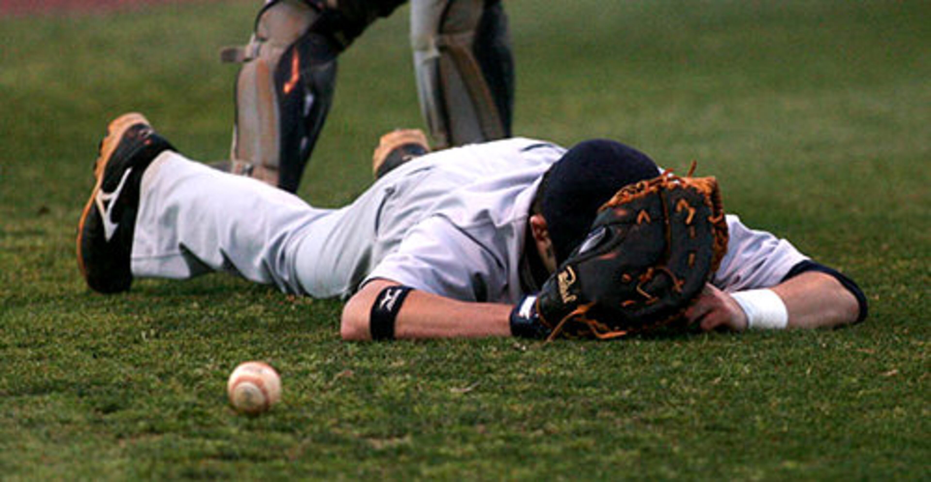 Norcross 1B Tyler Roach needs a moment to himself after missing a fourth inning pop-up from Brookwood's Ryan Lewis during the rubber match of the teams' second-round series May 17 at Brookwood.
