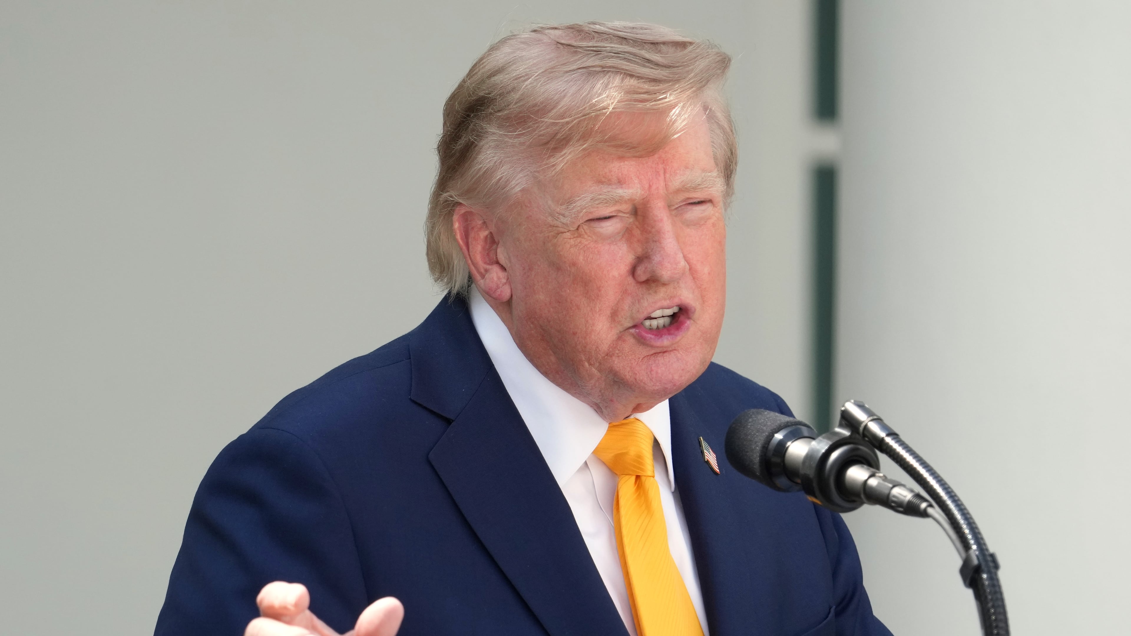 President Donald Trump speaks during a back to school event in the Rose Garden of the White House, Monday, Aug. 24, 2026, in Washington. (AP Photo/Alex Brandon)