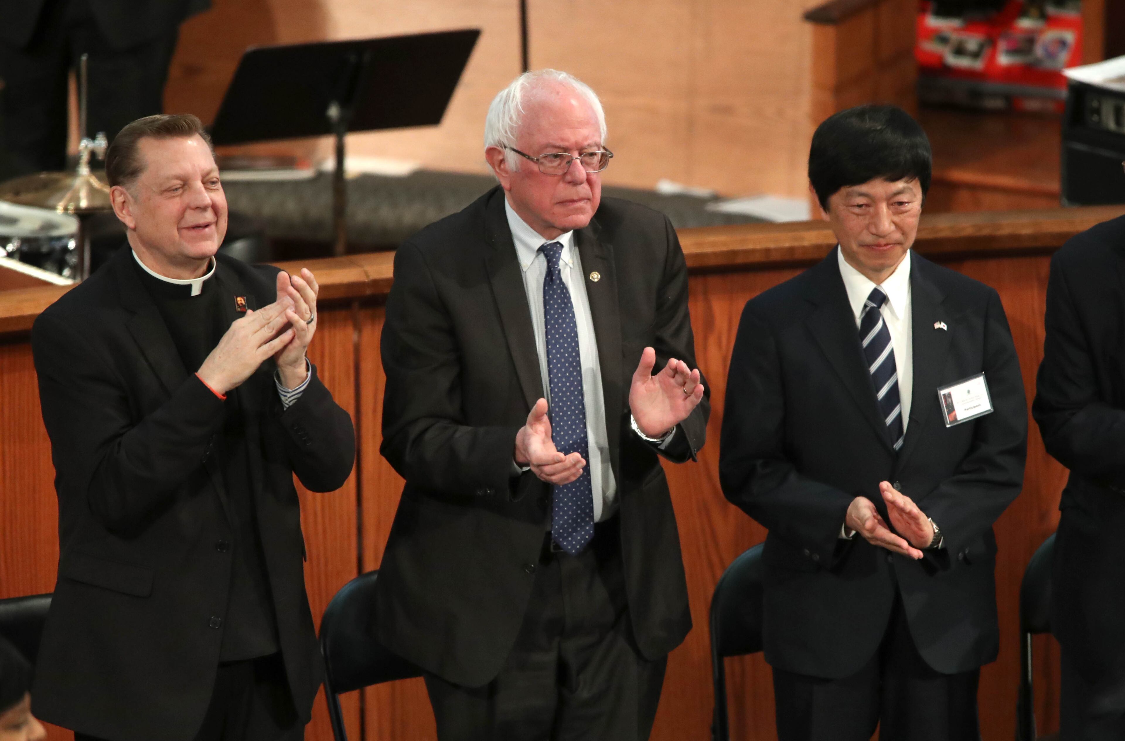 January 16, 2017 - Atlanta, Ga: Sen Bernie Sanders, center, applauds with others during the 49th annual Martin Luther King Jr. Commemorative Service at Ebenezer Baptist Church Monday, January 16, 2017, in Atlanta, Ga. PHOTO / JASON GETZ