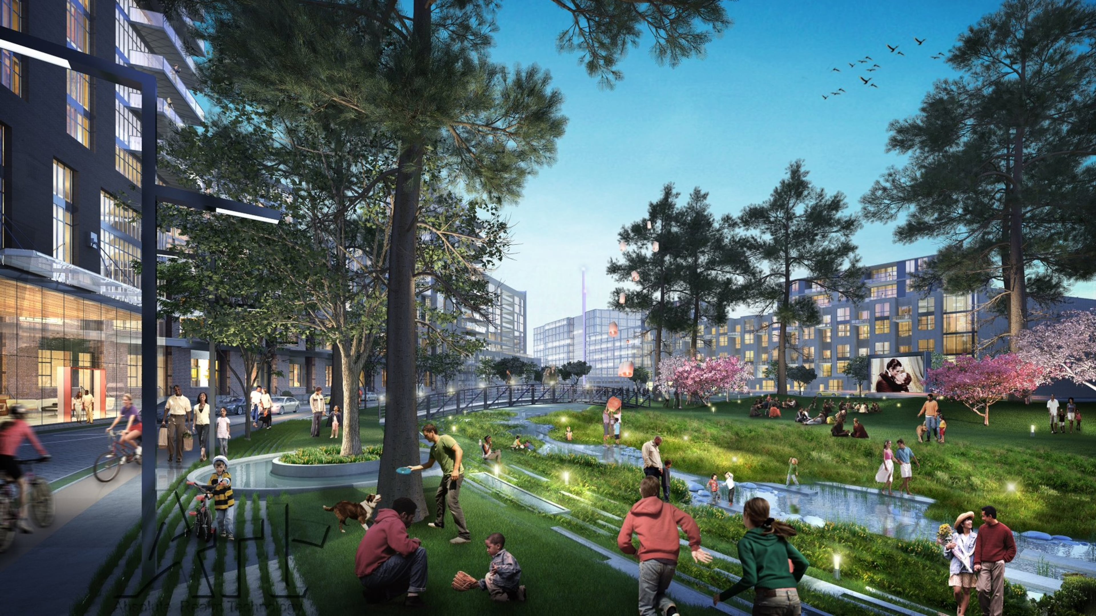 The Commons, a park within the proposed Assembly development, on the former General Motors factory site in Doraville.