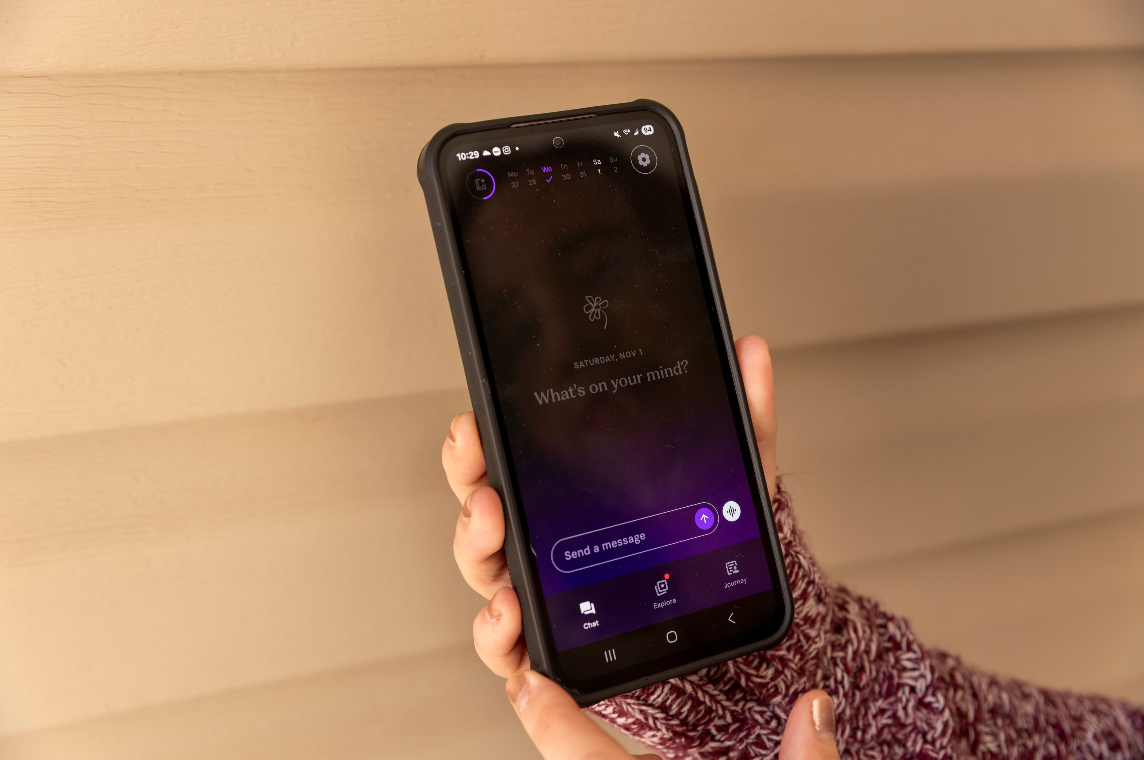 Ash, an AI chatbot, is seen on a phone, near Atlanta, Nov. 1, 2025. (Kendrick Brinson/The New York Times)