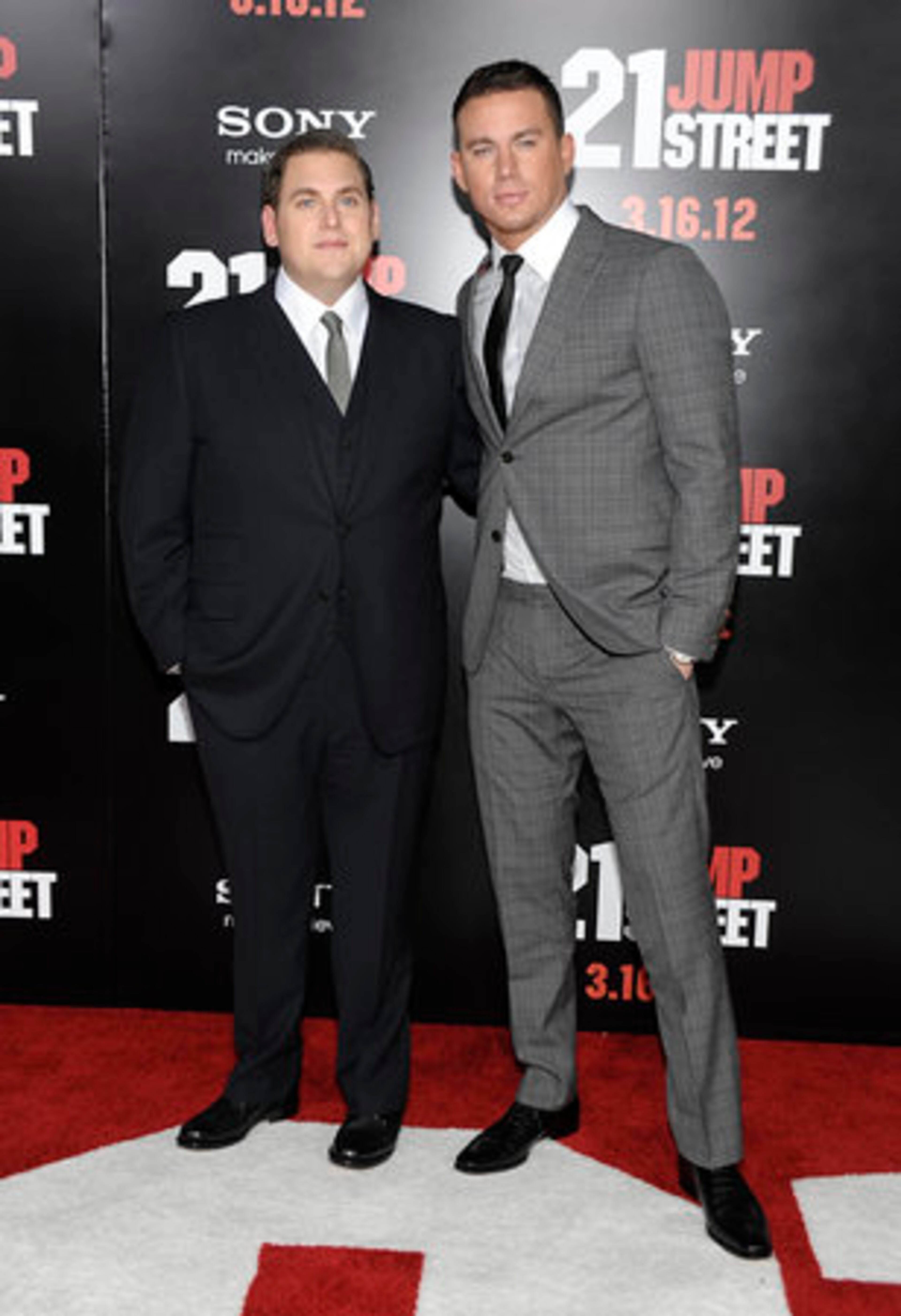 Co-stars Jonah Hill and Channing Tatum teamed up Tuesday at Grauman's Chinese Theatre for the Los Angeles premiere of "21 Jump Street." The film, loosely based on the TV show about an undercover unit that infiltrates a high school, is set for national release Friday.