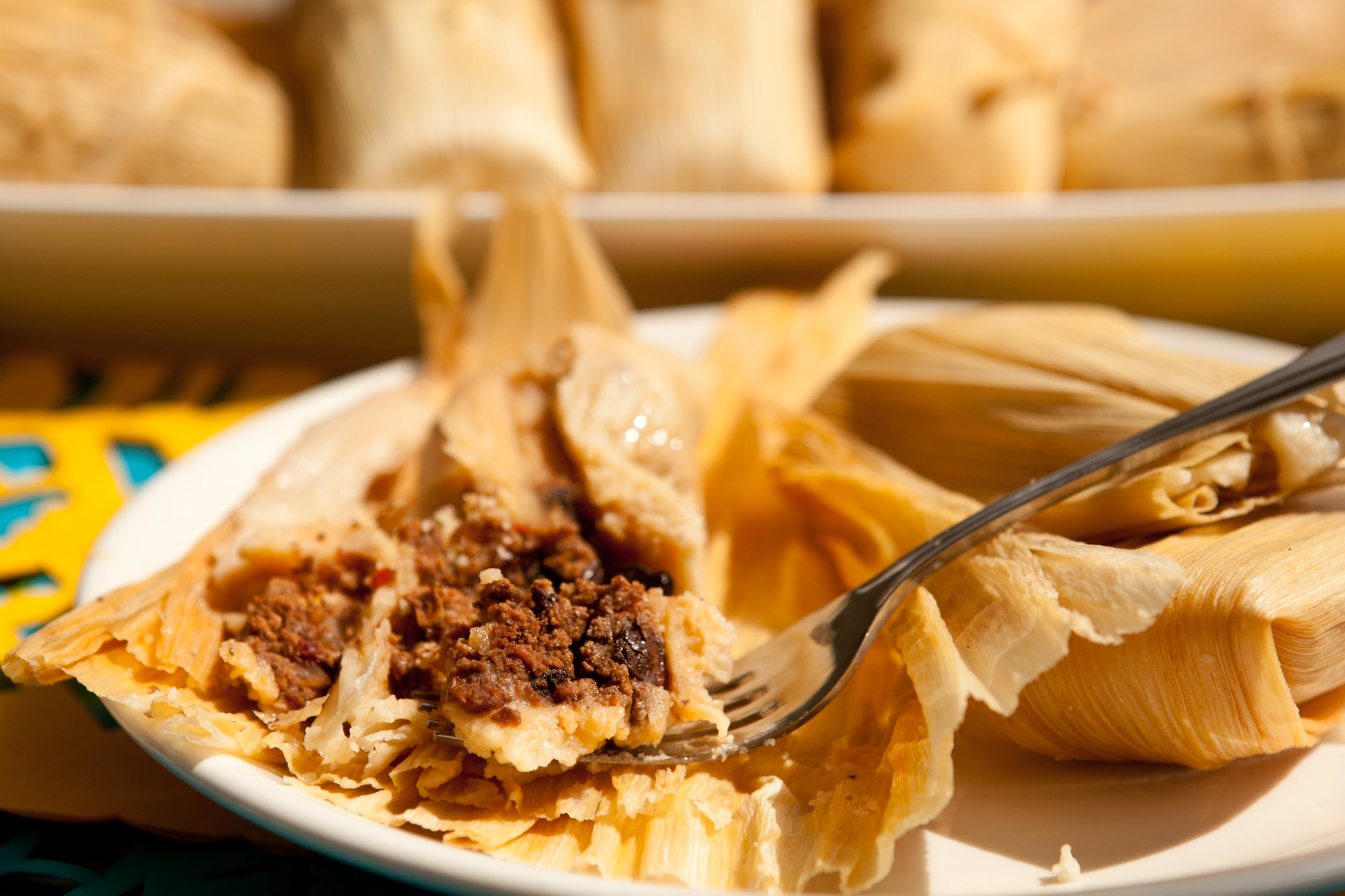 Though steamed tamales can be filled with almost anything, picadillo, made with ground beef, spices, apples and raisins, is a Day of the Dead tradition. Masa harina and cornhusks are available at Mexican markets or the DeKalb and Buford Highway farmers markets.