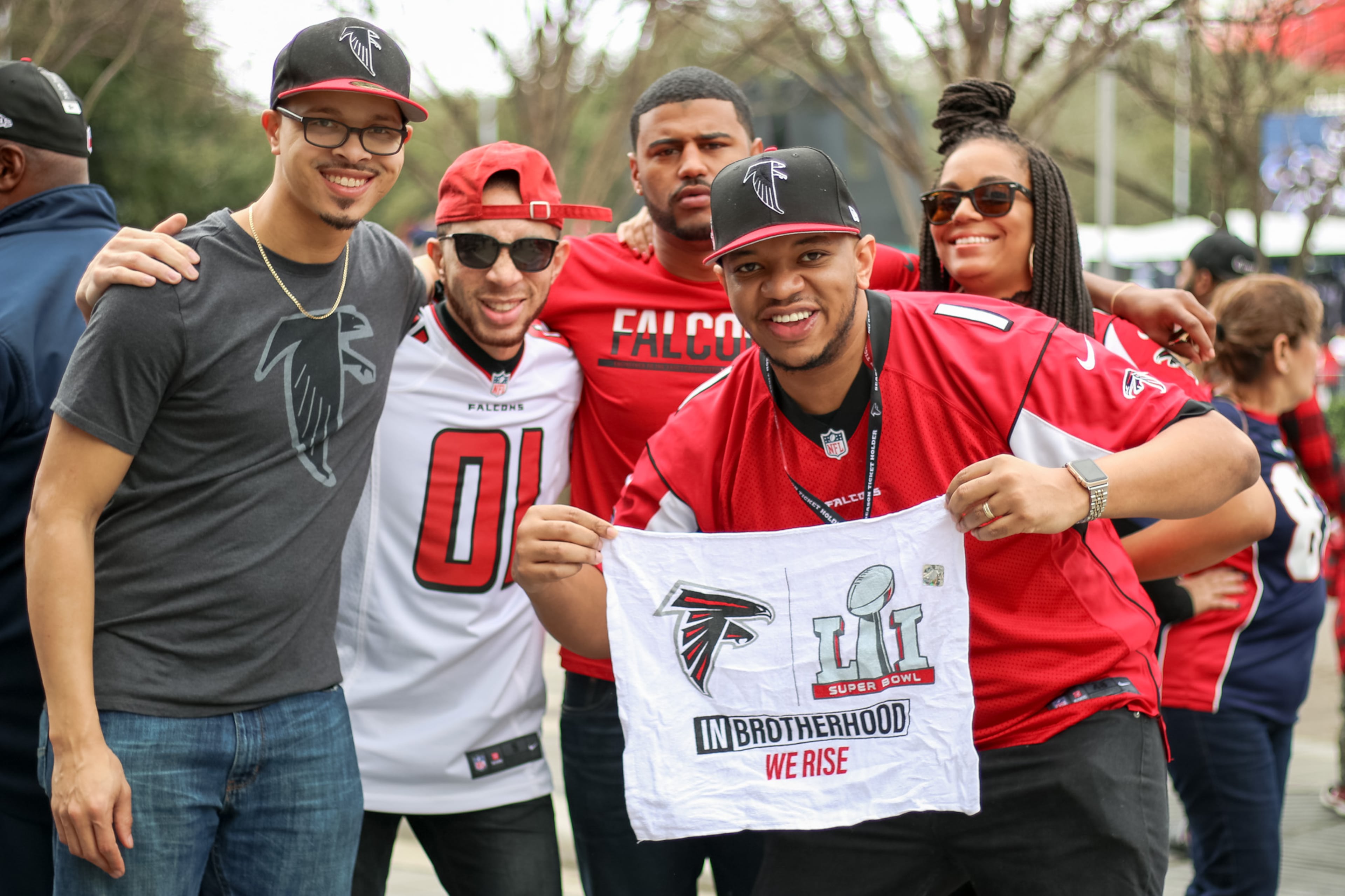Atlanta Falcons fans have descended upon Houston to celebrate and cheer on the Falcons who will face off against the New England Patriots at Super Bowl 51 on Sunday, February 5. (Janay Kingsberry/AJC)