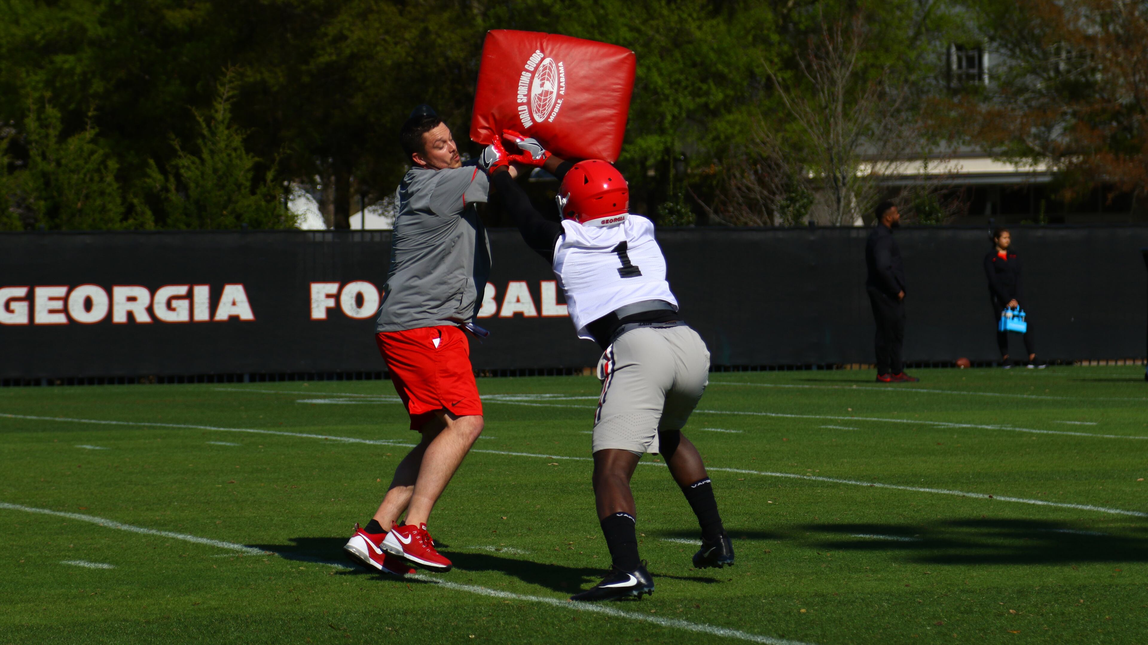 Georgia during the Bulldogs' spring practice session on the Woodruff Practice Fields in Athens, Ga., on Thursday, Mar. 22, 2018. (Photo by Steffenie Burns)