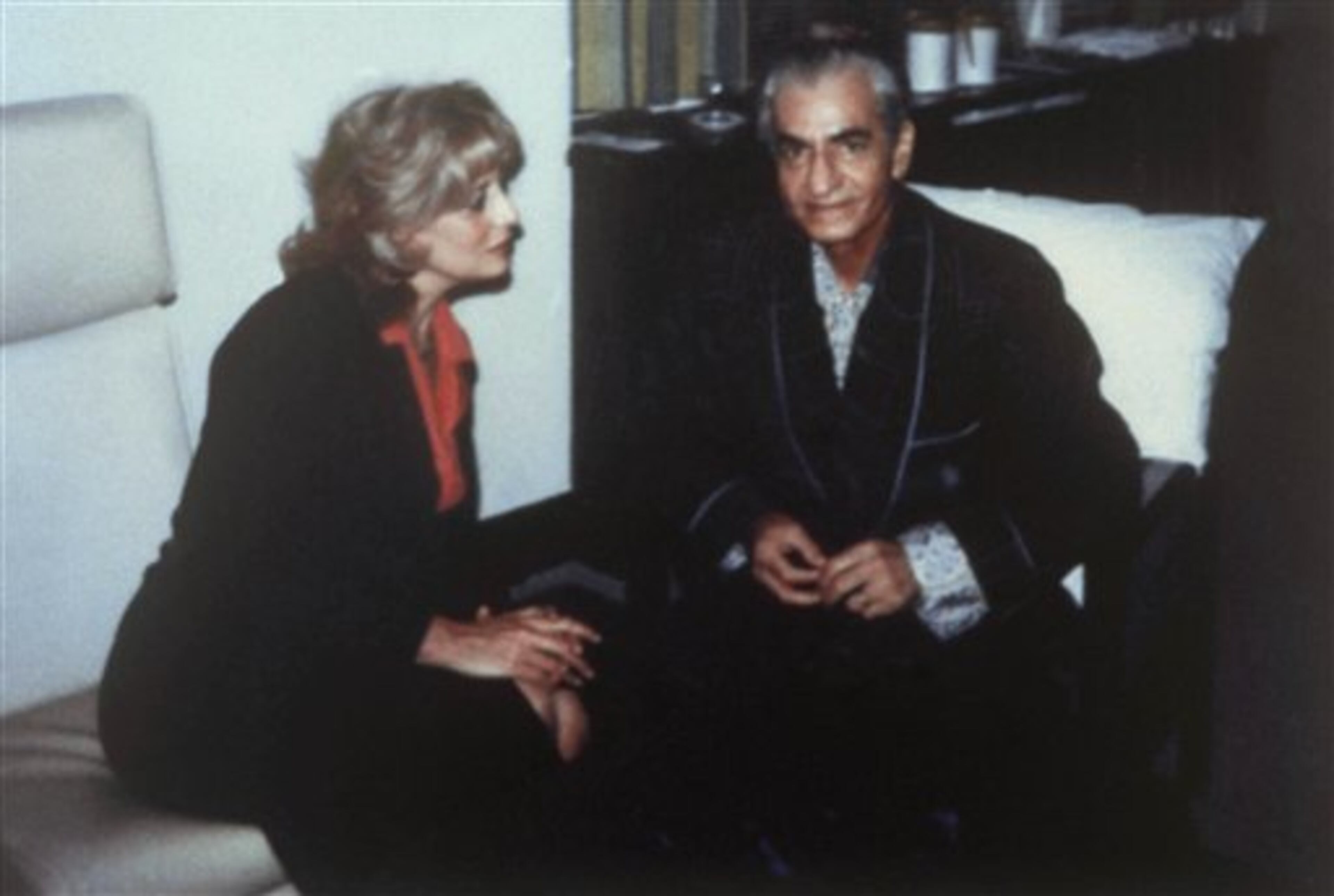 Barbara Walters interviewing the Shah of Iran at the Cornell Medical Hospital, November, 1979 in New York. (AP Photo)