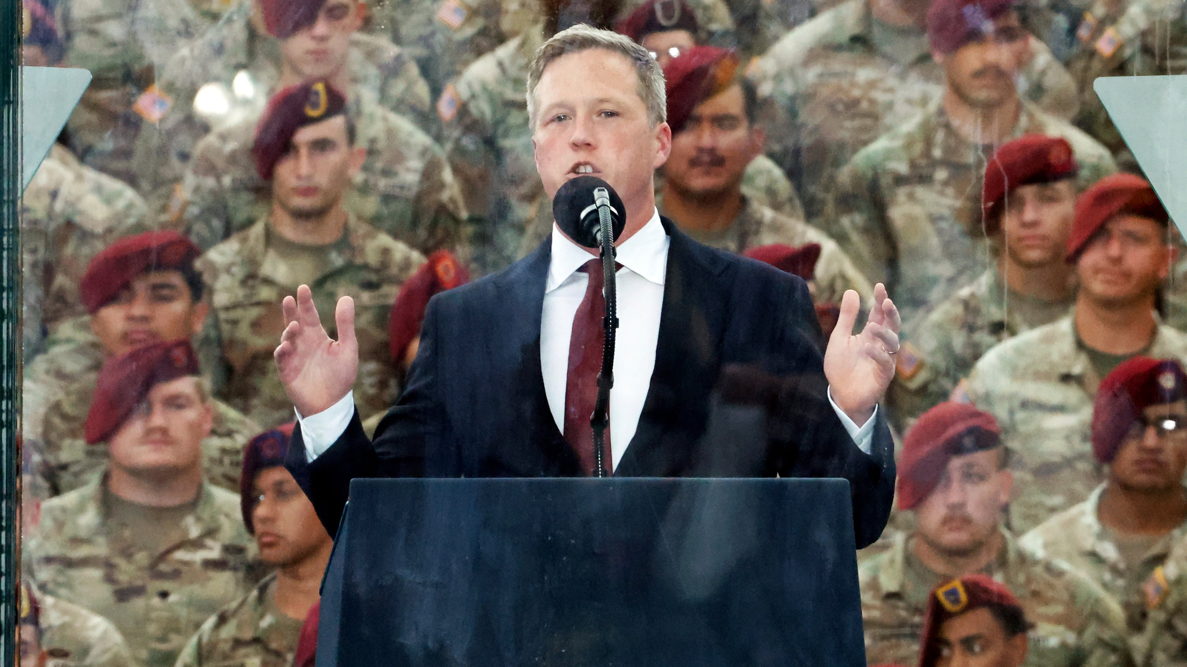 FILE - U.S. Army Secretary Dan Driscoll speaks at the America 250 celebration at Fort Bragg in Fayetteville, N.C., June 10, 2025. (AP Photo/Karl DeBlaker, File)