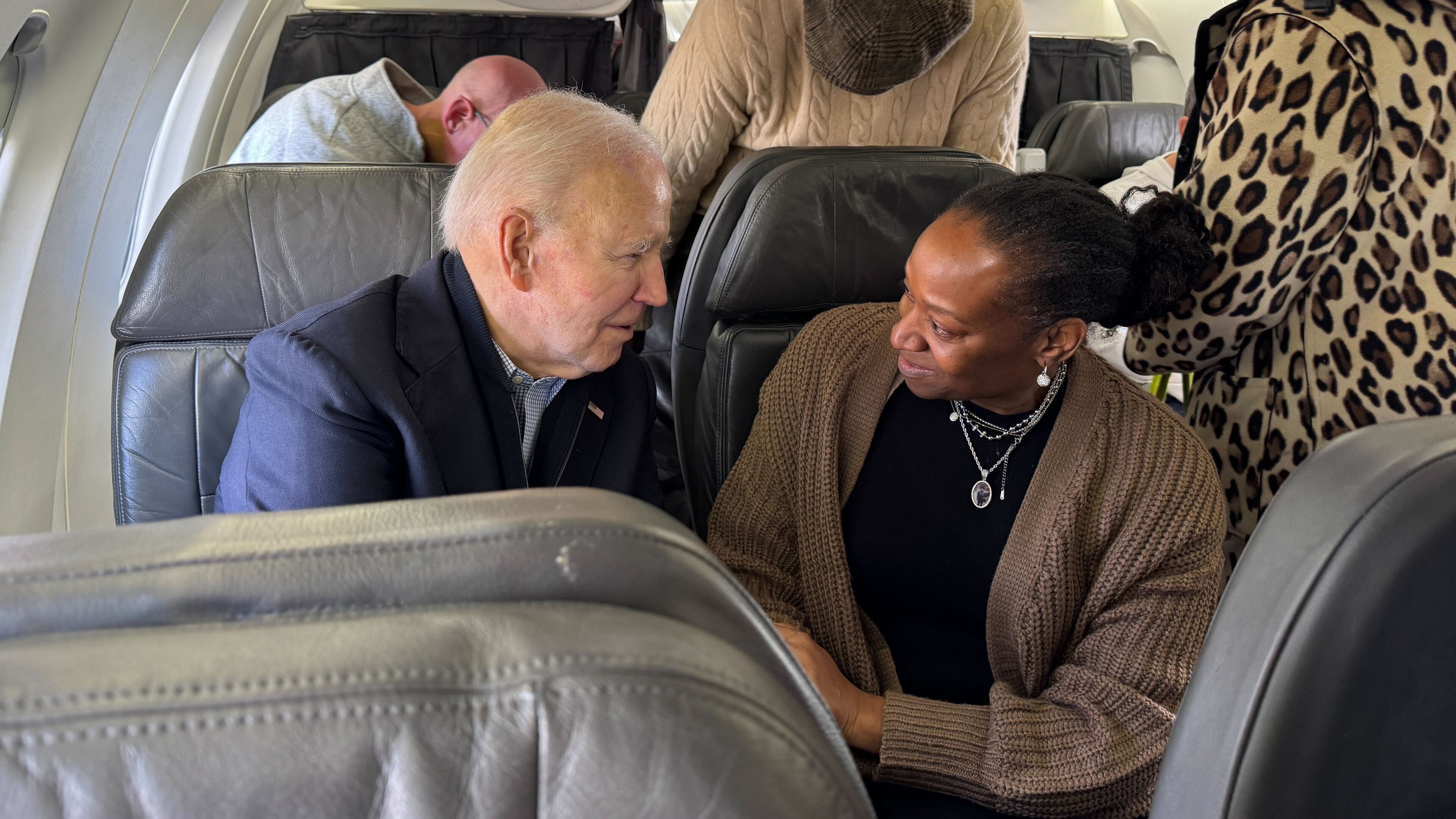 President Joe Biden is seen on a plane before takeoff traveling from Washington to South Carolina, Friday, Feb. 27, 2026, in Washington. (AP Photo/Meg Kinnard)
