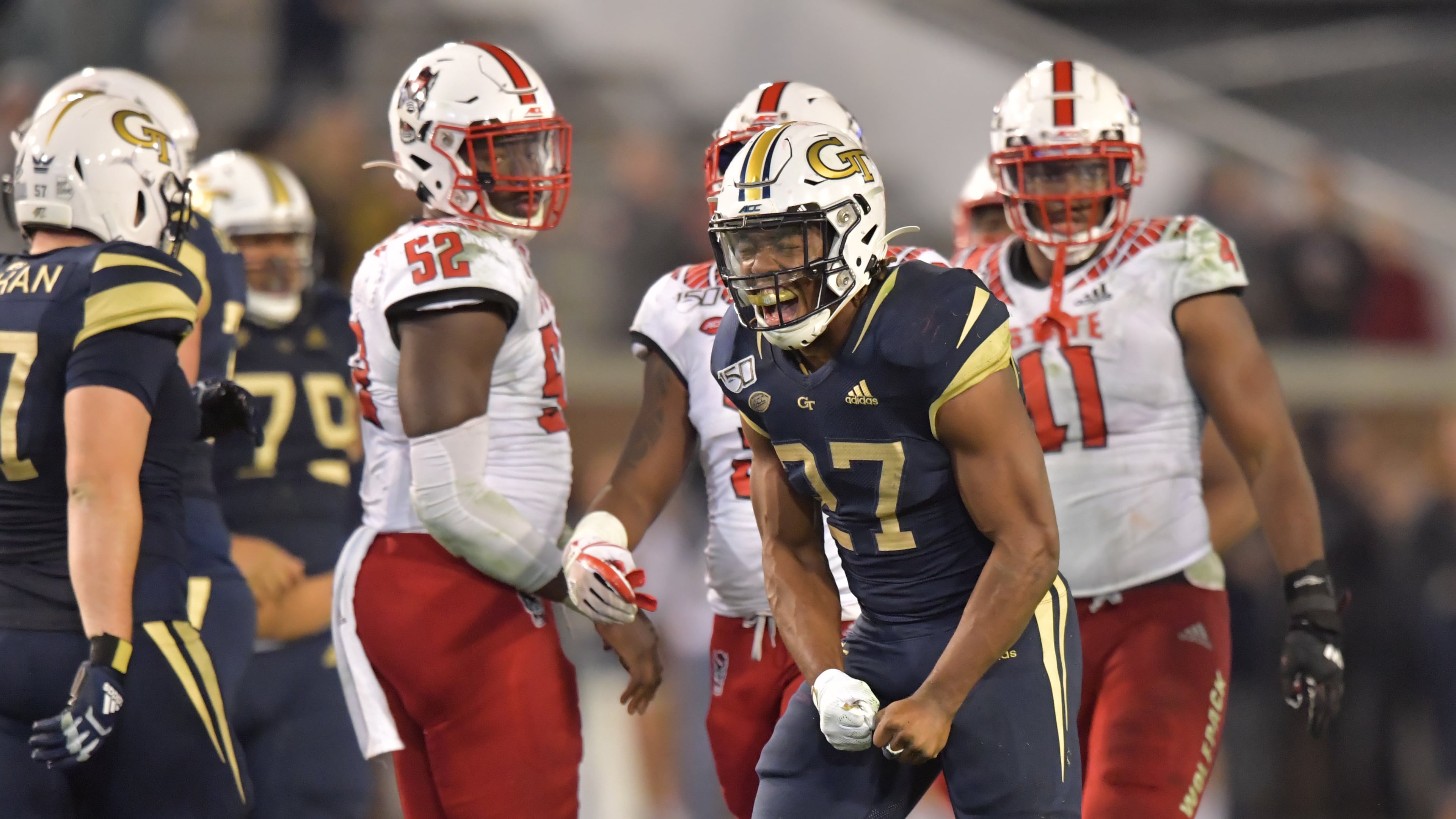 Georgia Tech running back Jordan Mason (27) reacts during the second half. (Hyosub Shin / Hyosub.Shin@ajc.com)