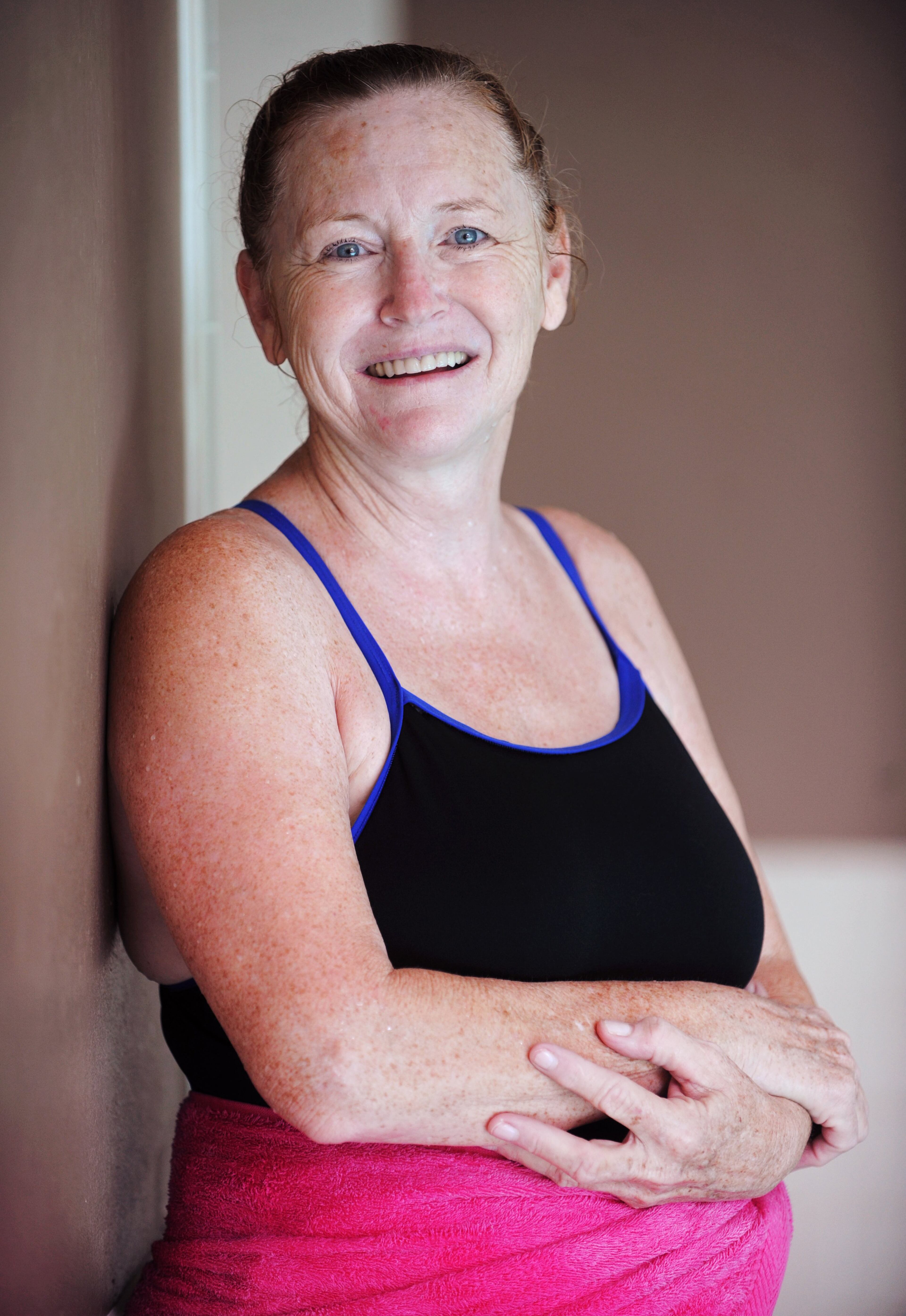 Donna McIntosh at the indoor swimming pool of a Holiday Inn Express in Alpharetta where she gives swimming lessons Wednesday, June 13, 2012. BITA HONARVAR / BHONARVAR@AJC.COM