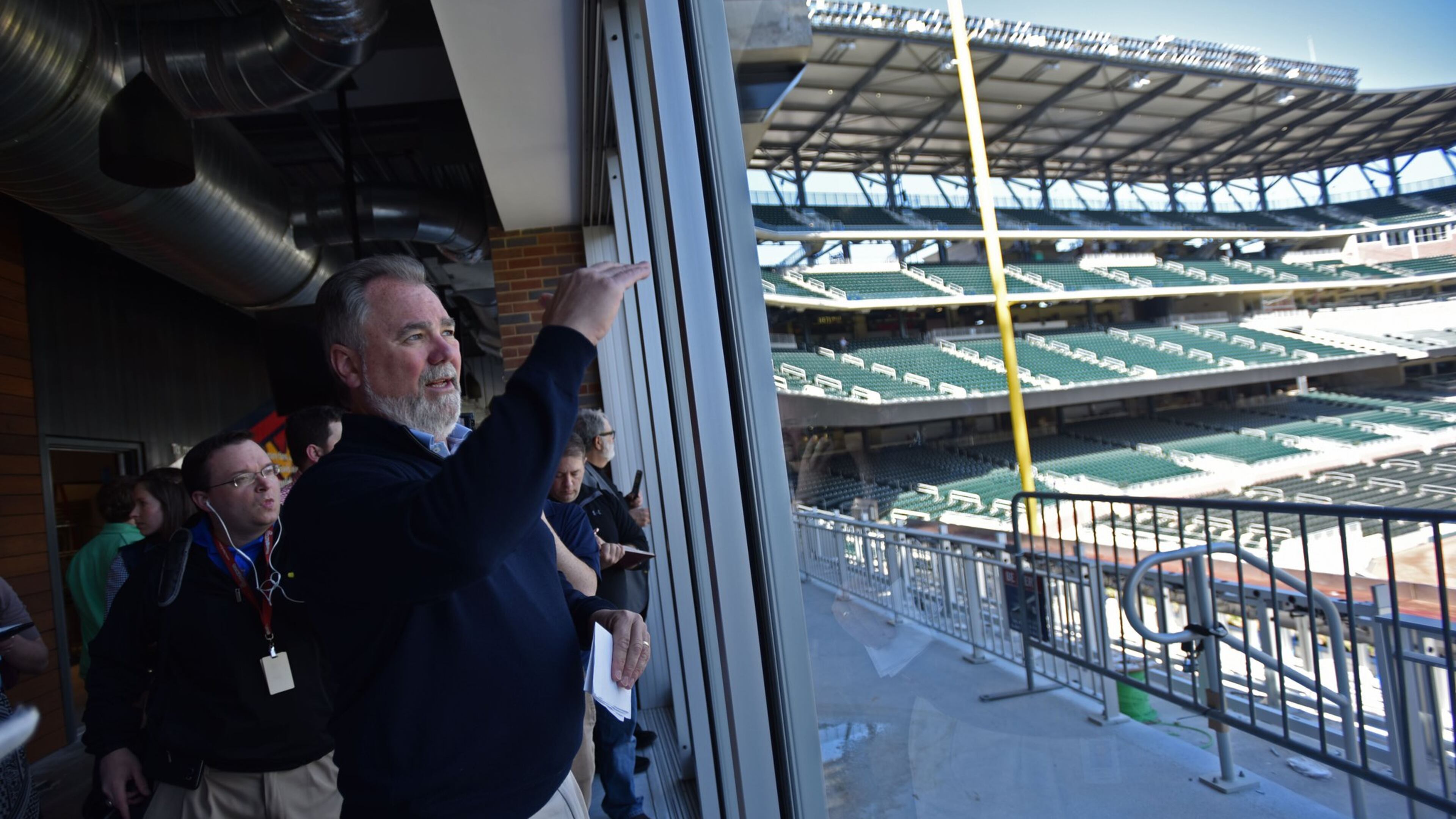 Mike Plant, the Braves’ president of development, discusses SunTrust Park with media members Wednesday. HYOSUB SHIN / HSHIN@AJC.COM