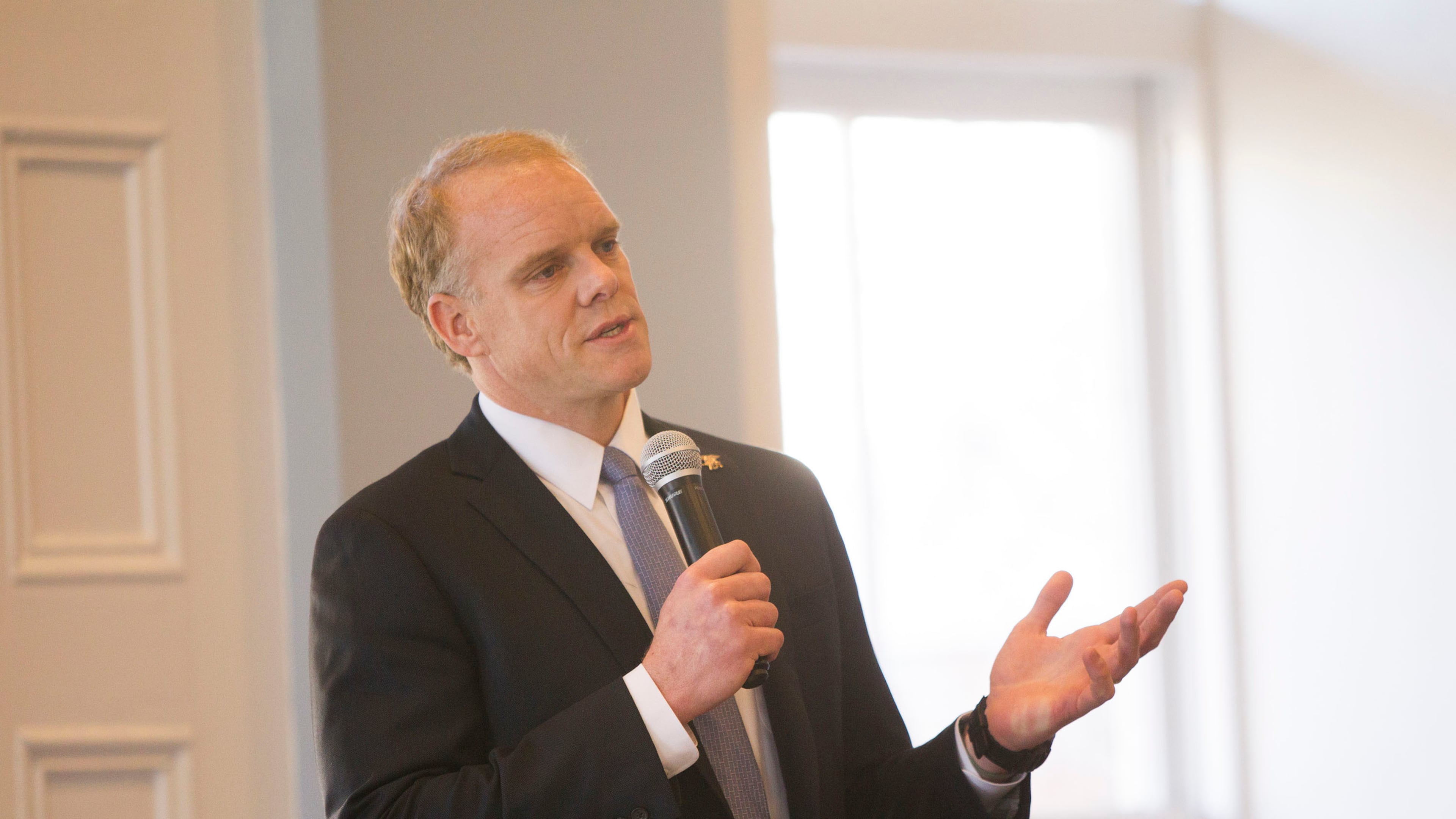 Clay Tippins, a retired Navy SEAL and businessman, is relying on his lack of experience in elected office as a selling point in his run for governor. (REANN HUBER/REANN.HUBER@AJC.COM)