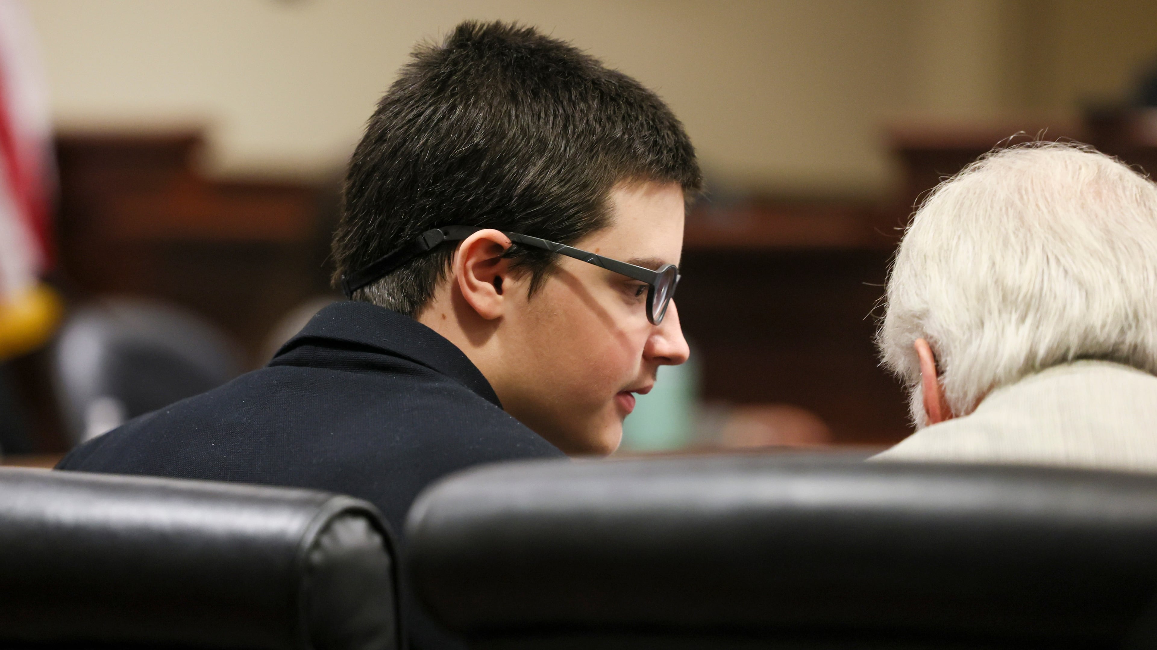 Colt Gray, the 16-year-old Apalachee High School shooting suspect, talks with his defense attorney Charlton Allen during his sentencing at Barrow County Superior Court, Monday, July 27, 2026, in Winder, Ga. (Jason Getz/Atlanta Journal-Constitution via AP, Pool)