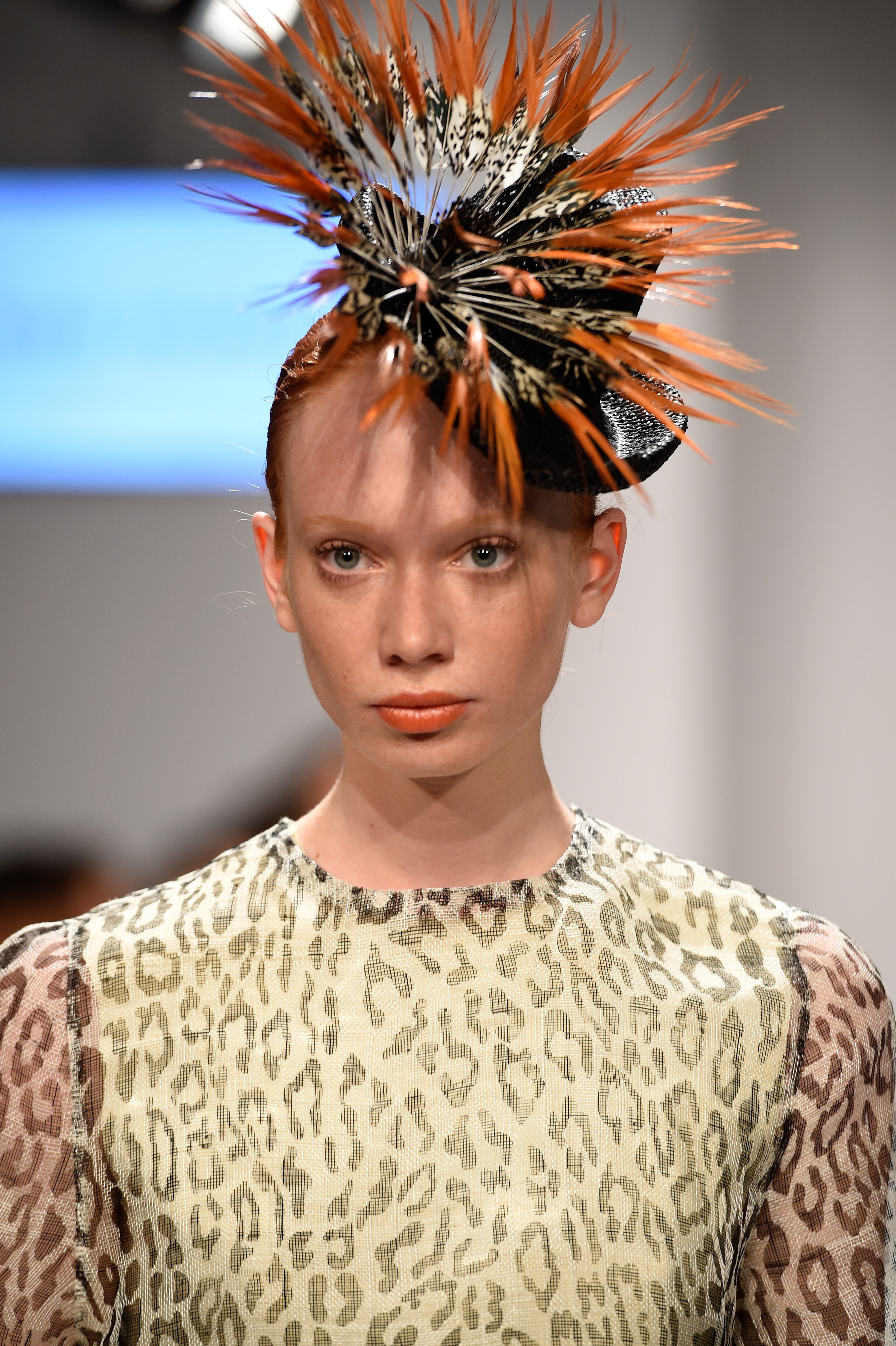 BERLIN, GERMANY - JULY 10: A model poses at the Rike Feurstein show during the Mercedes-Benz Fashion Week Spring/Summer 2015 at Erika Hess Eisstadion on July 10, 2014 in Berlin, Germany. (Photo by Alexander Koerner/Getty Images for IMG)