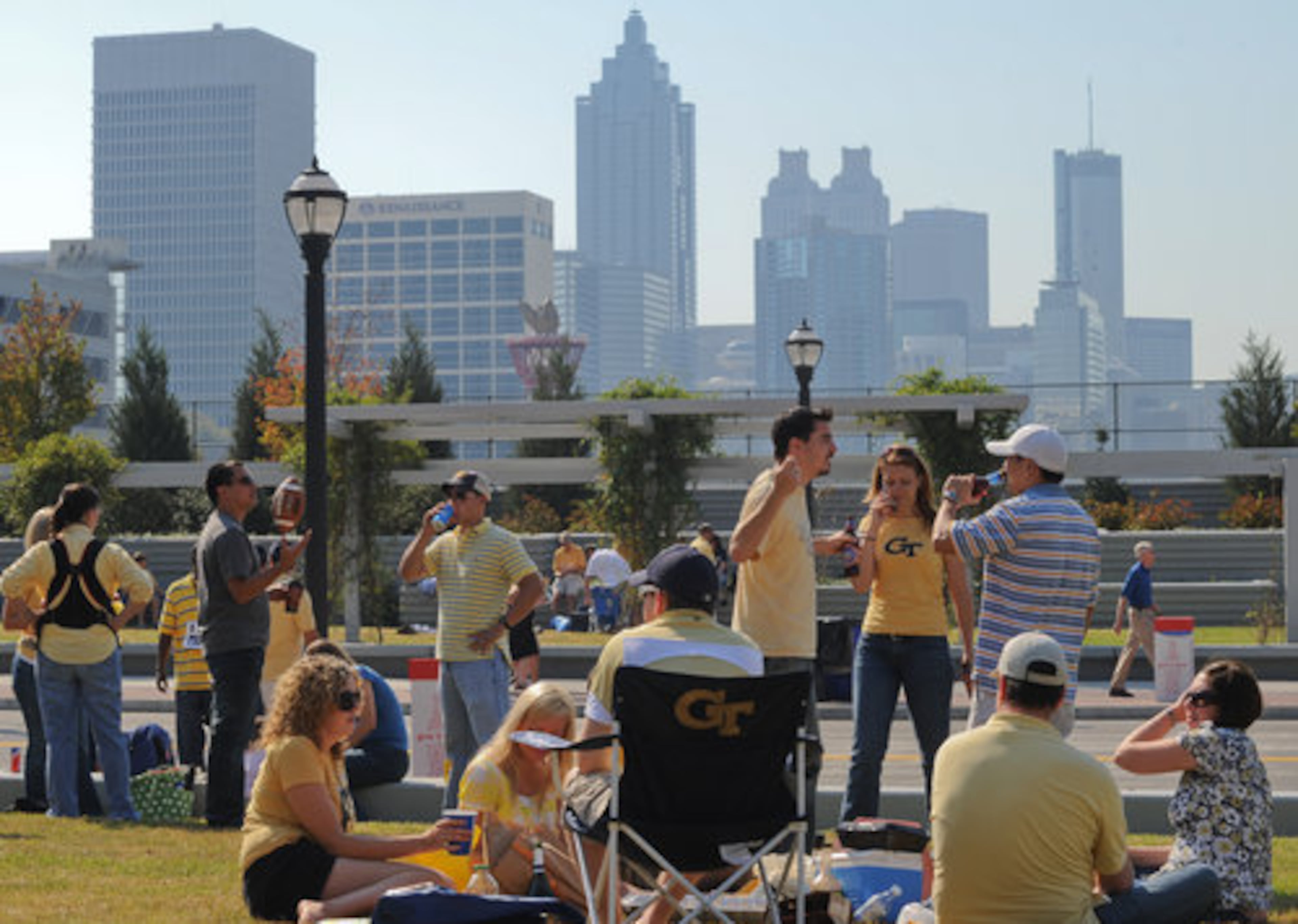 The new 5th Street Bridge was a popular spot for Georgia Tech fans tailgating for the Duke game Saturday October 4, 2008.