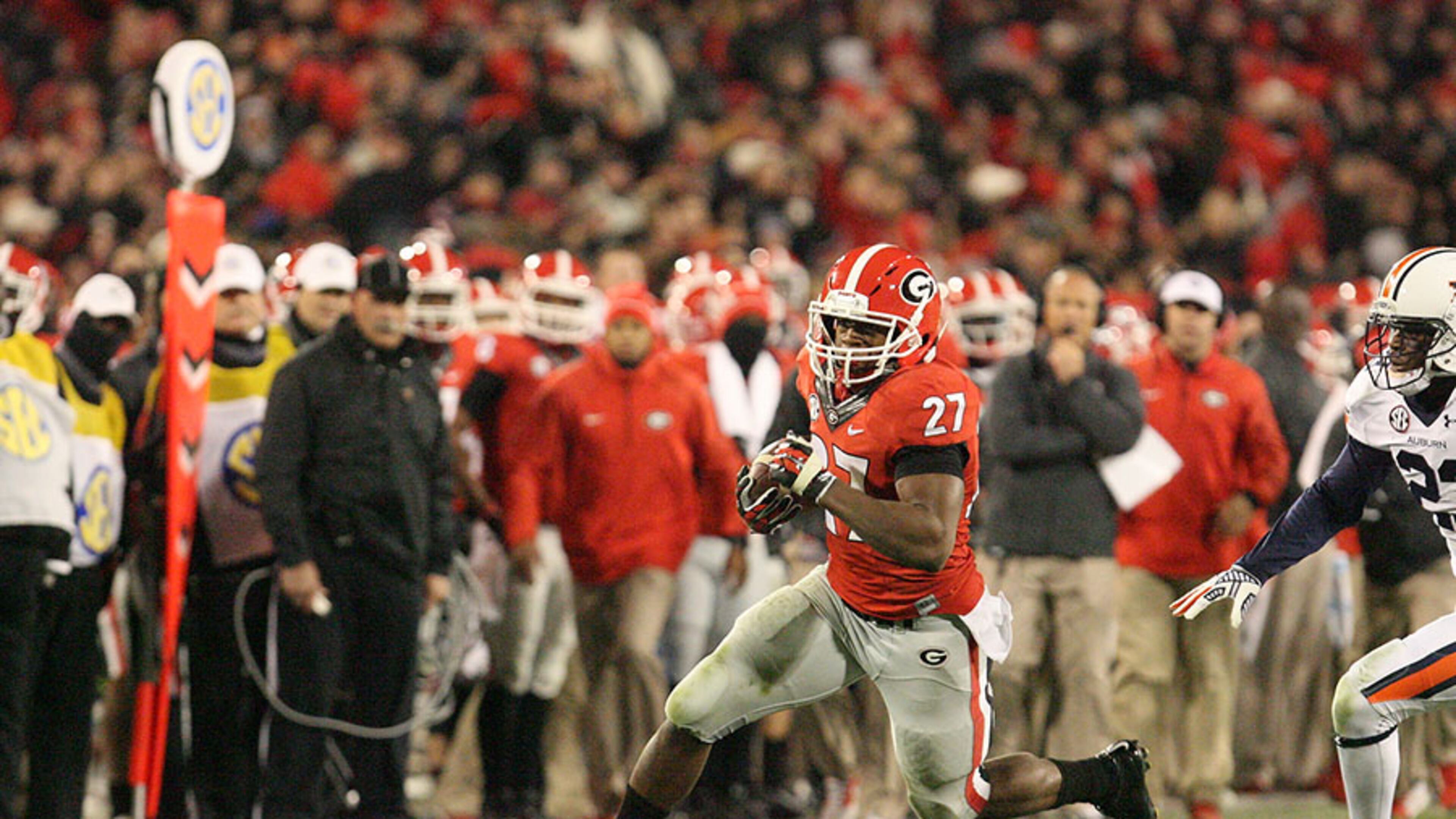 Georgia’s star tailback Nick Chubb was only 9 years old the last time his team celebrated a conference title.
