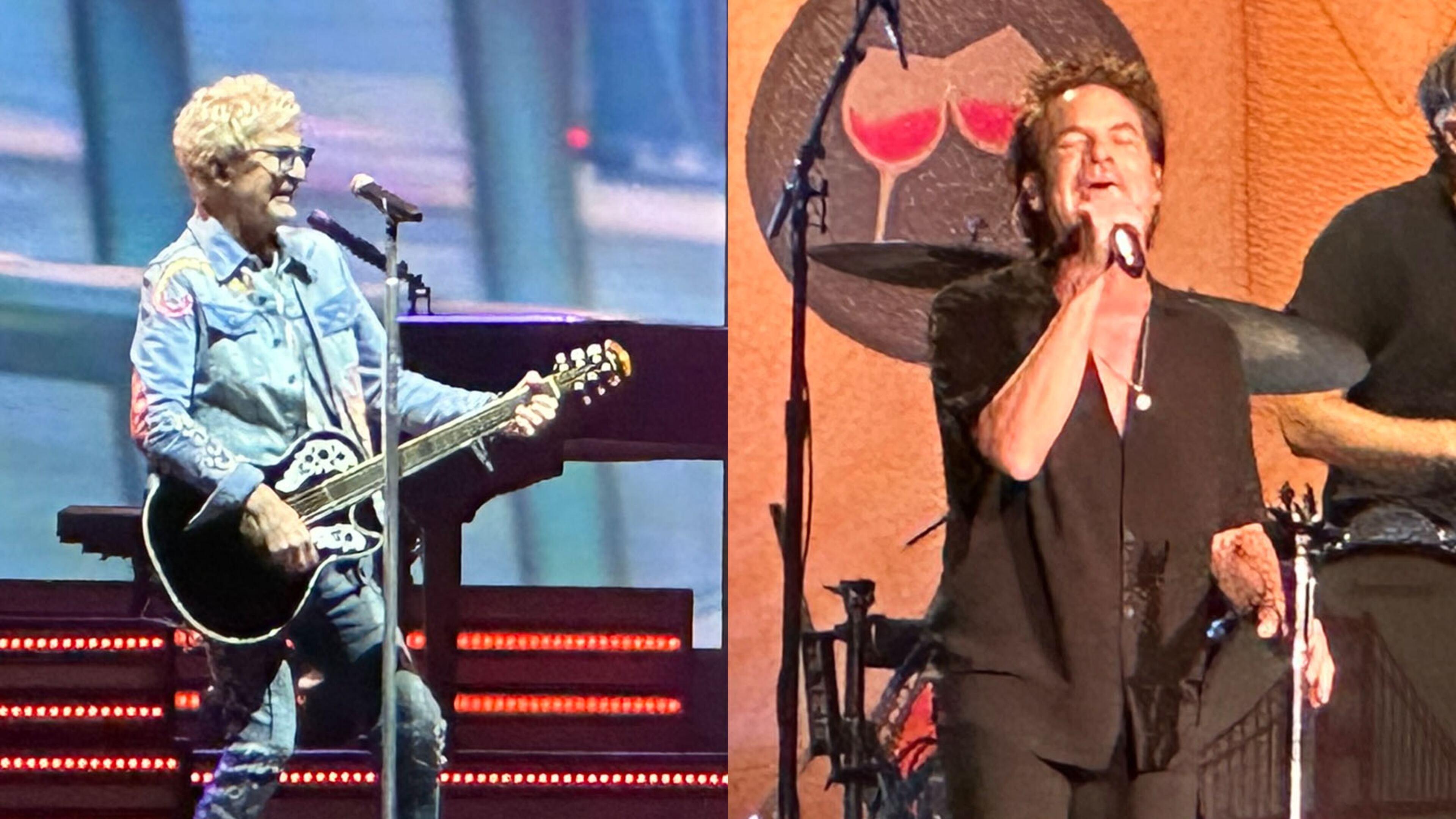 Kevin Cronin of REO Speedwagon and Pat Monahan of Train entertained a sold-out Ameris Bank Amphitheatre crowd on Saturday, August 17, 2024 despite a one-hour rain delay. RODNEY HO/rho@ajc.com
